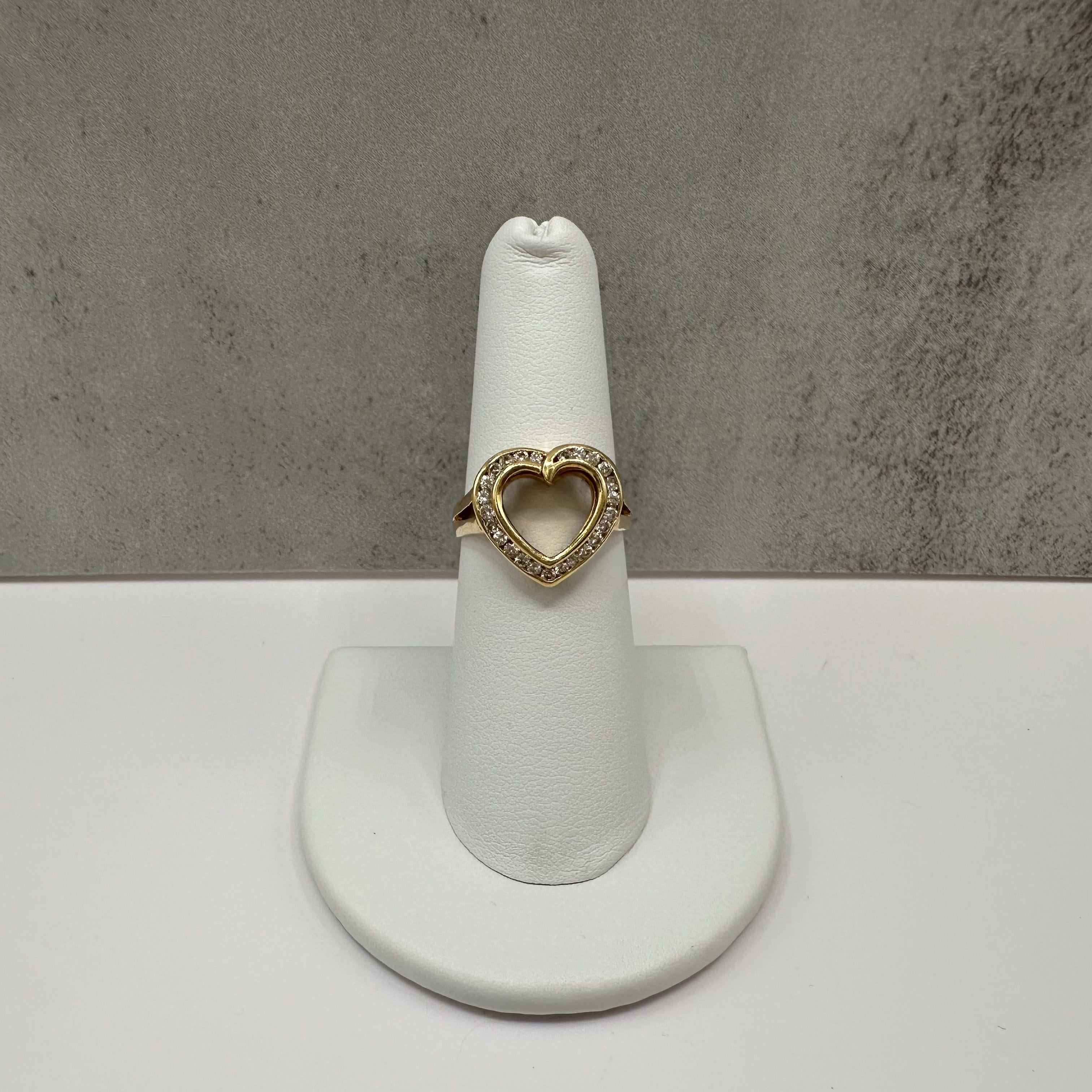 Estate Diamond Heart Ring 18K Yellow Gold Size 6.5 0.15ctw