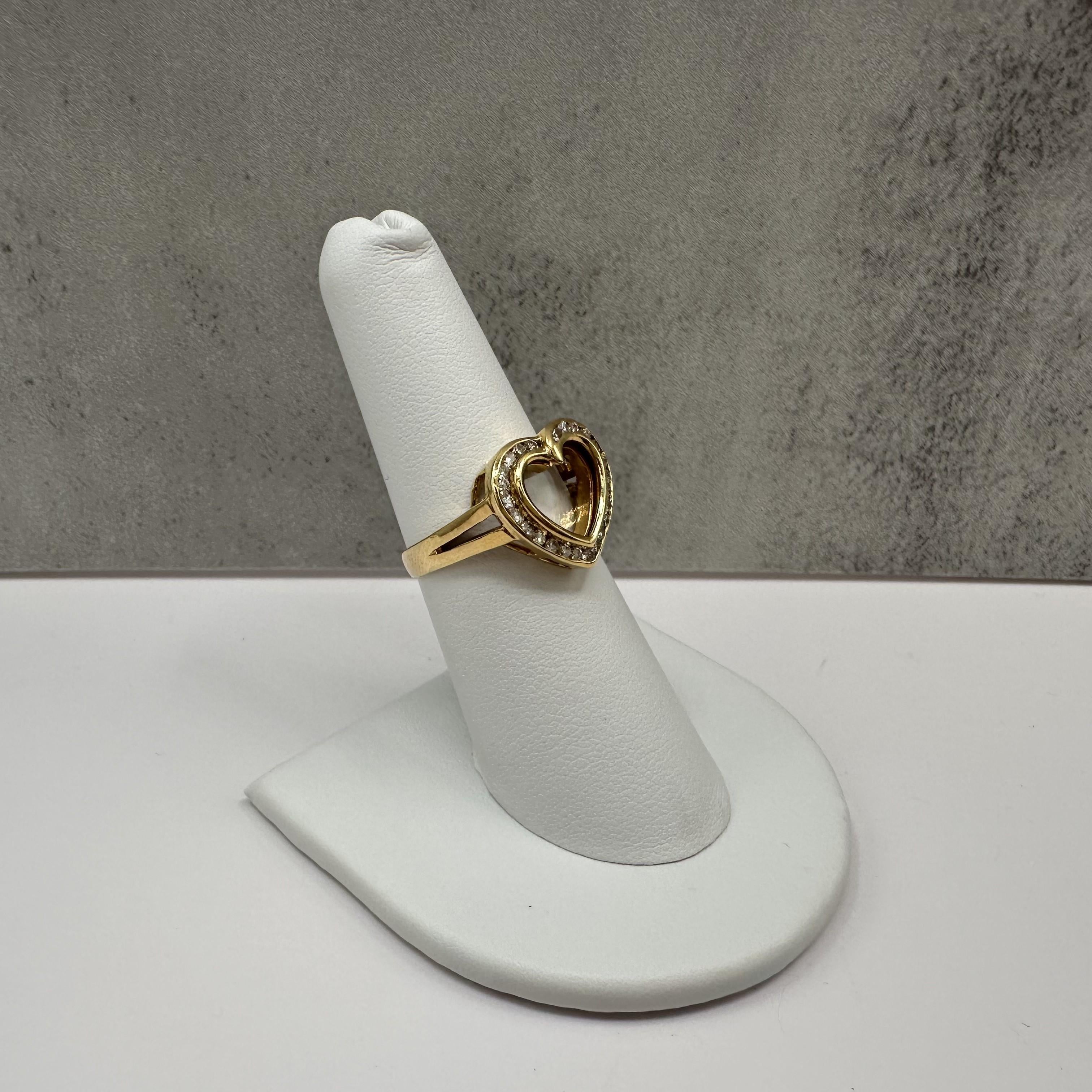 Estate Diamond Heart Ring 18K Yellow Gold Size 6.5 0.15ctw