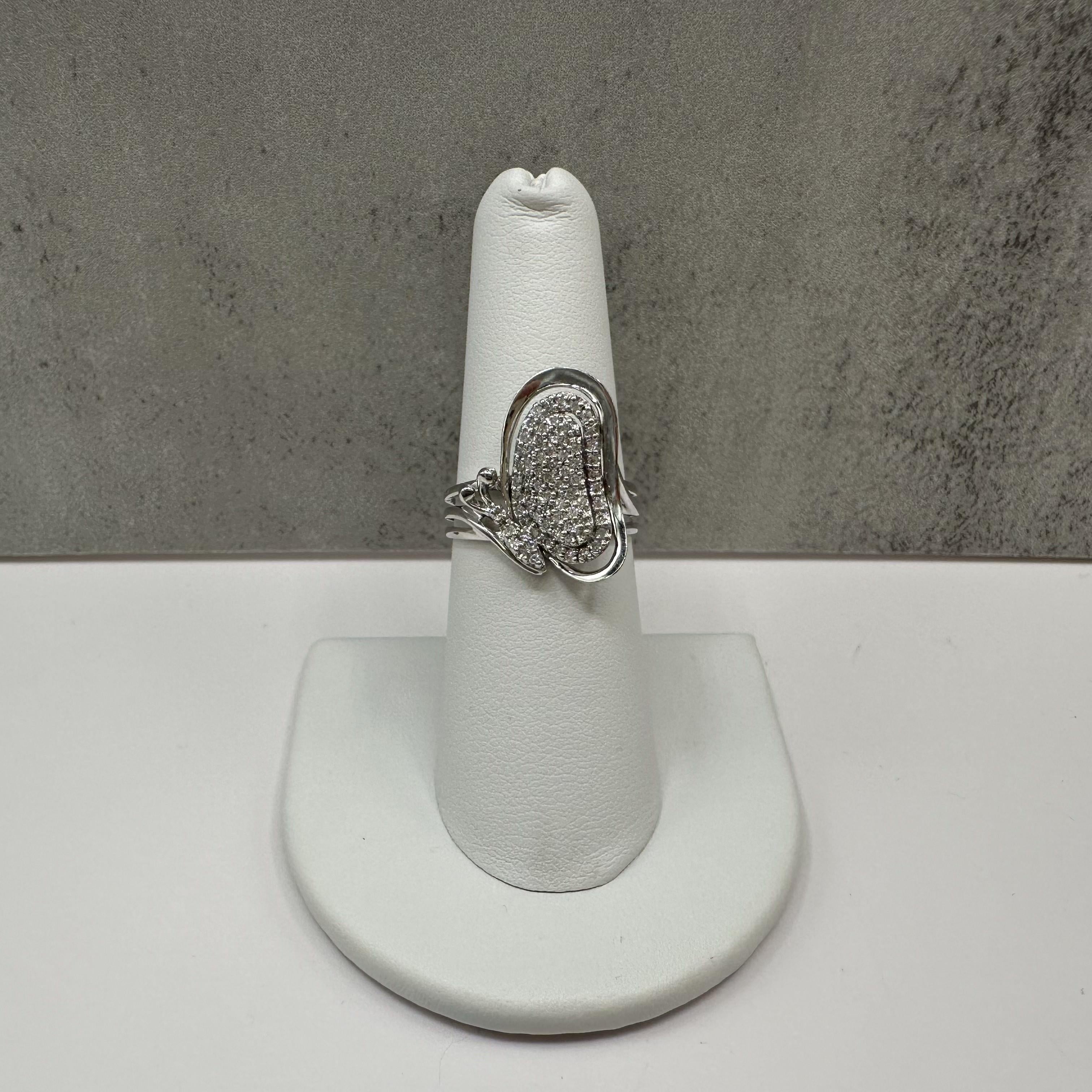 0.40ctw Natural Diamond Butterfly Ring 14K White Gold Size 7