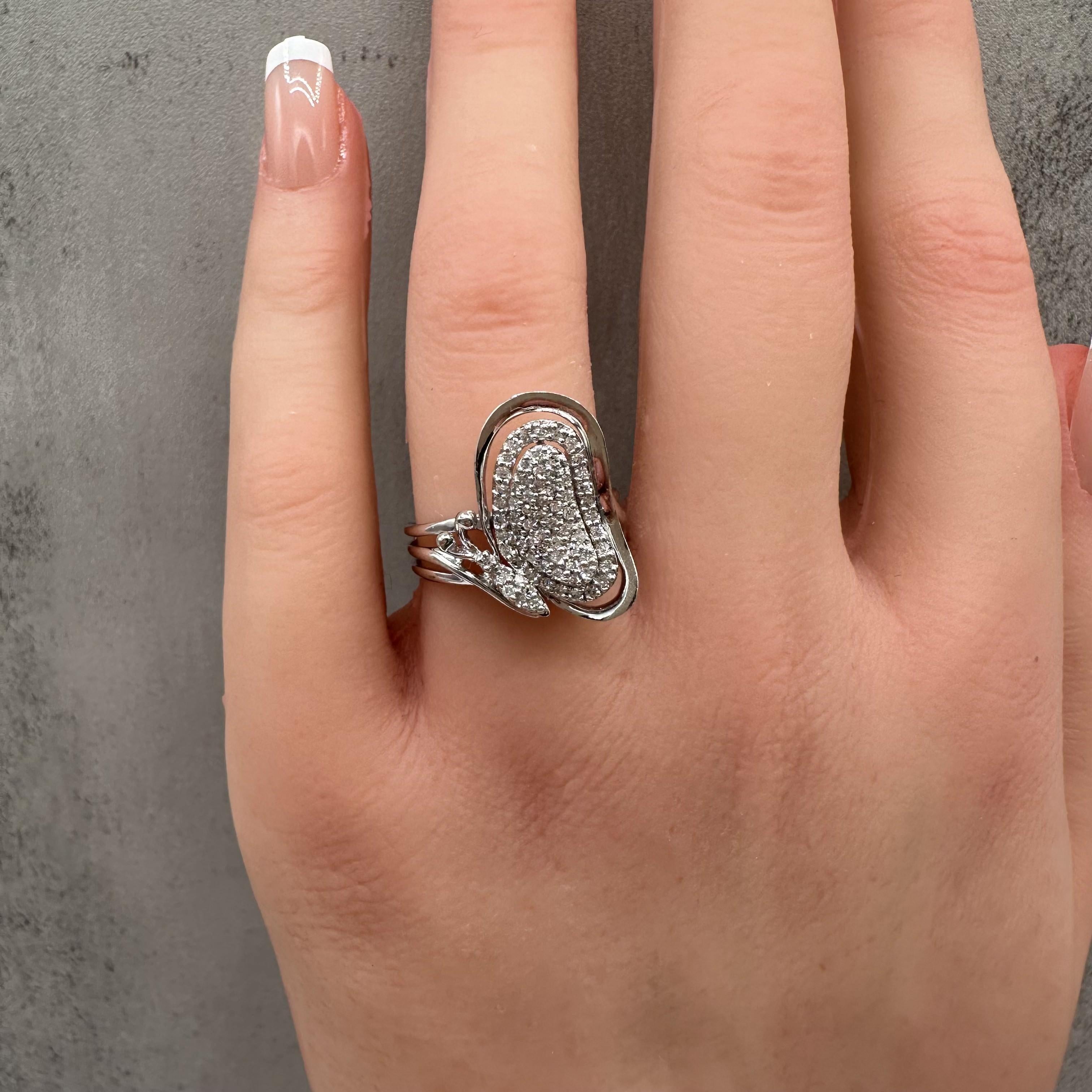 0.40ctw Natural Diamond Butterfly Ring 14K White Gold Size 7