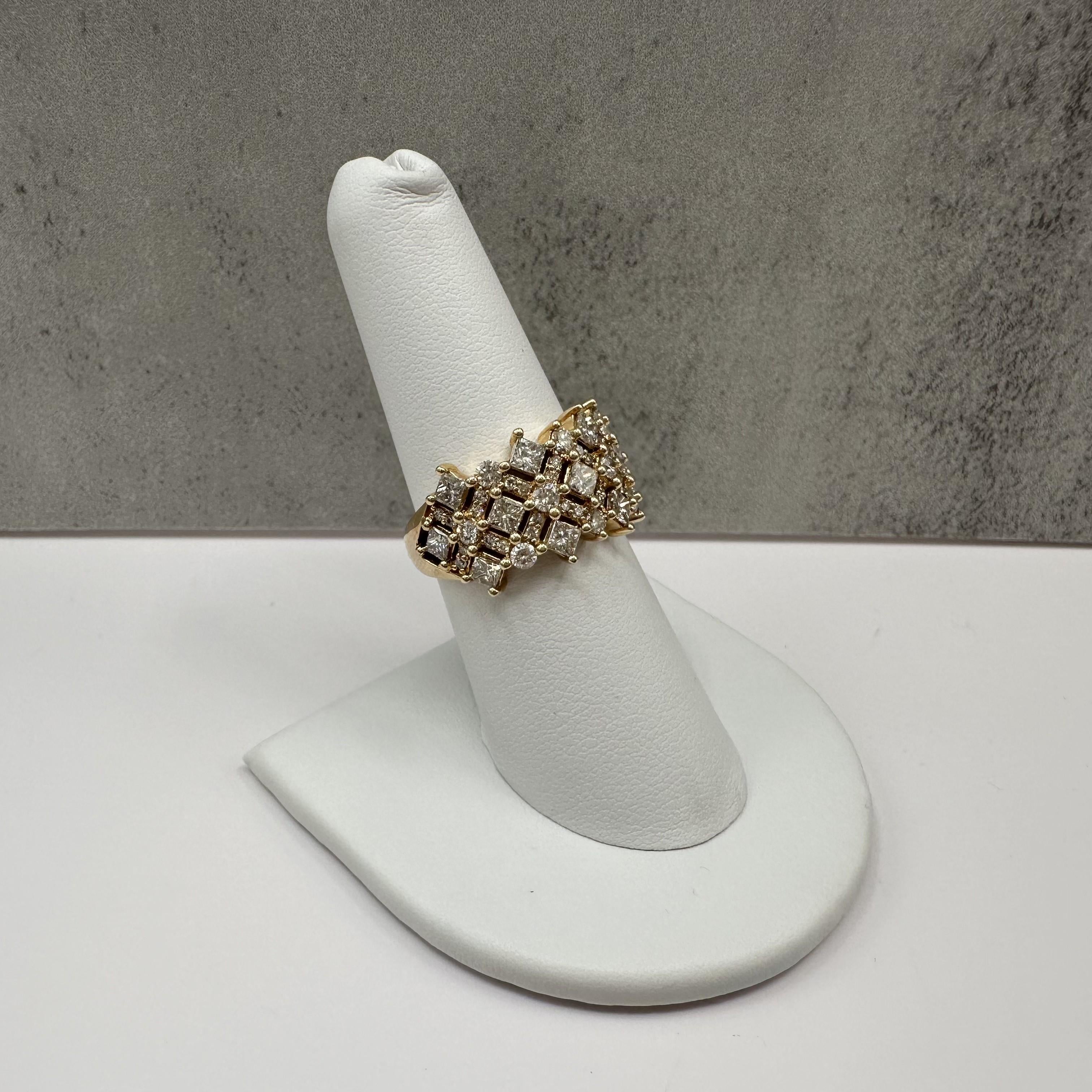 2ctw Natural Diamond Ring 14K Yellow Gold Round Princess Size 7