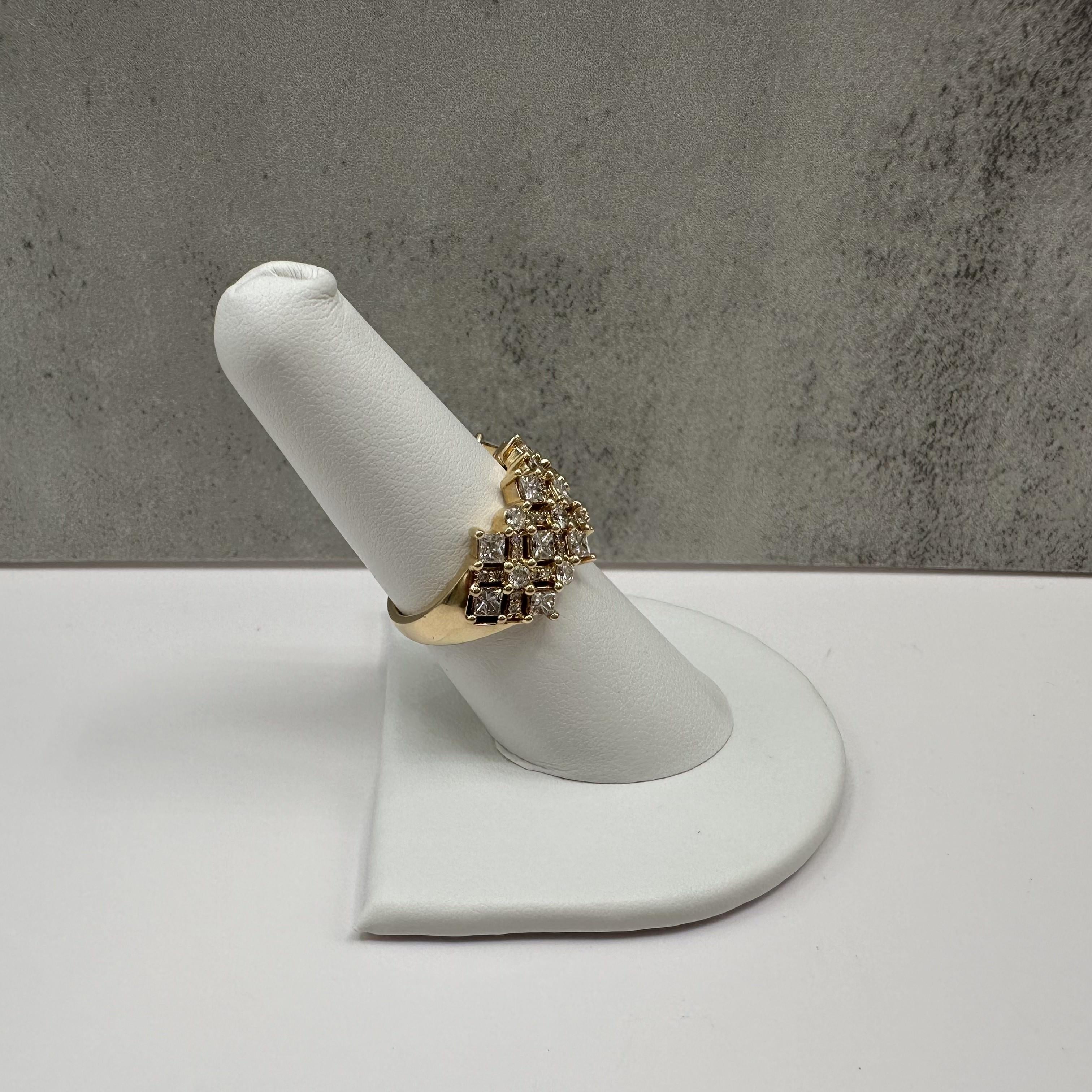 2ctw Natural Diamond Ring 14K Yellow Gold Round Princess Size 7