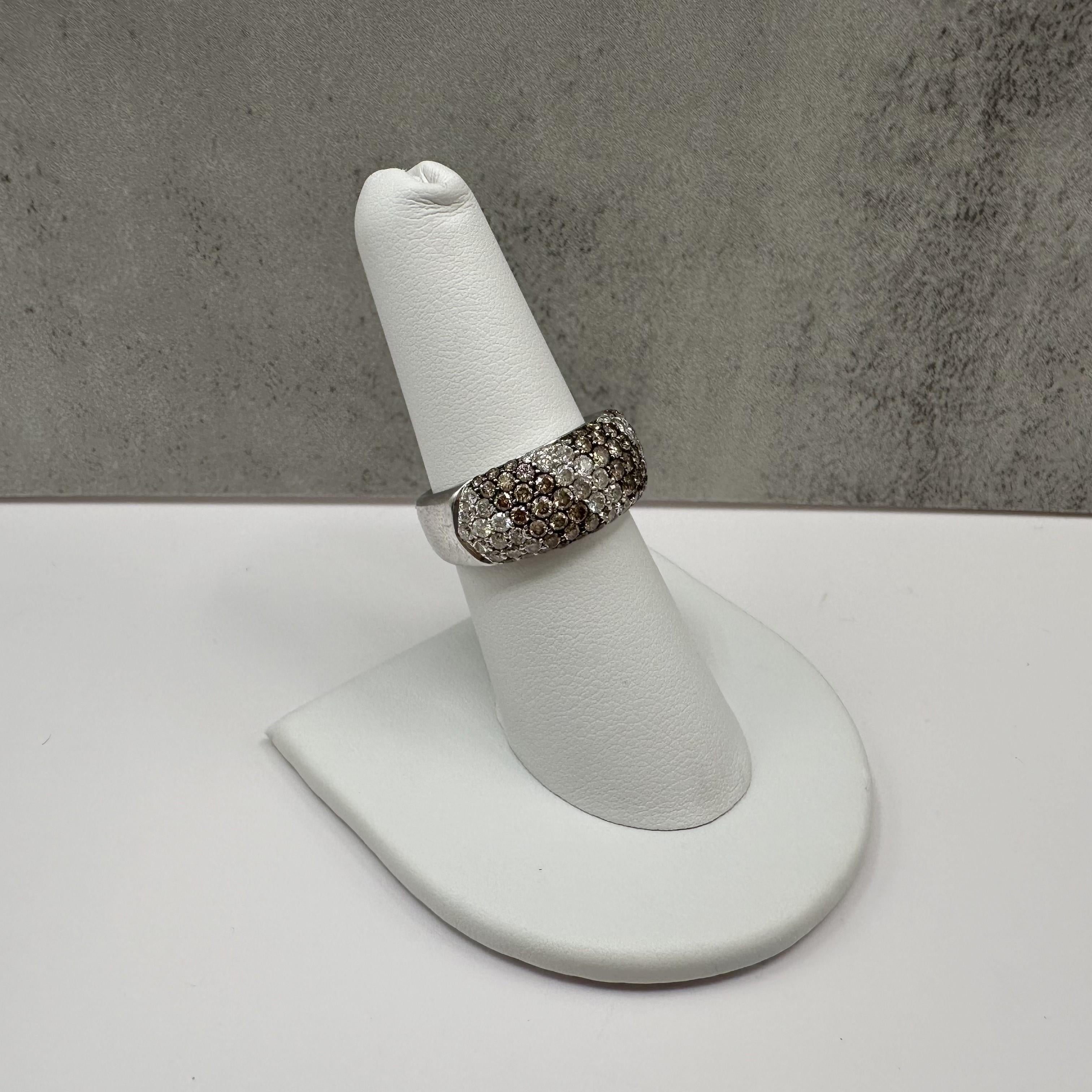 1.10ctw Natural Chocolate Diamond Ring 14K White Gold Size 7