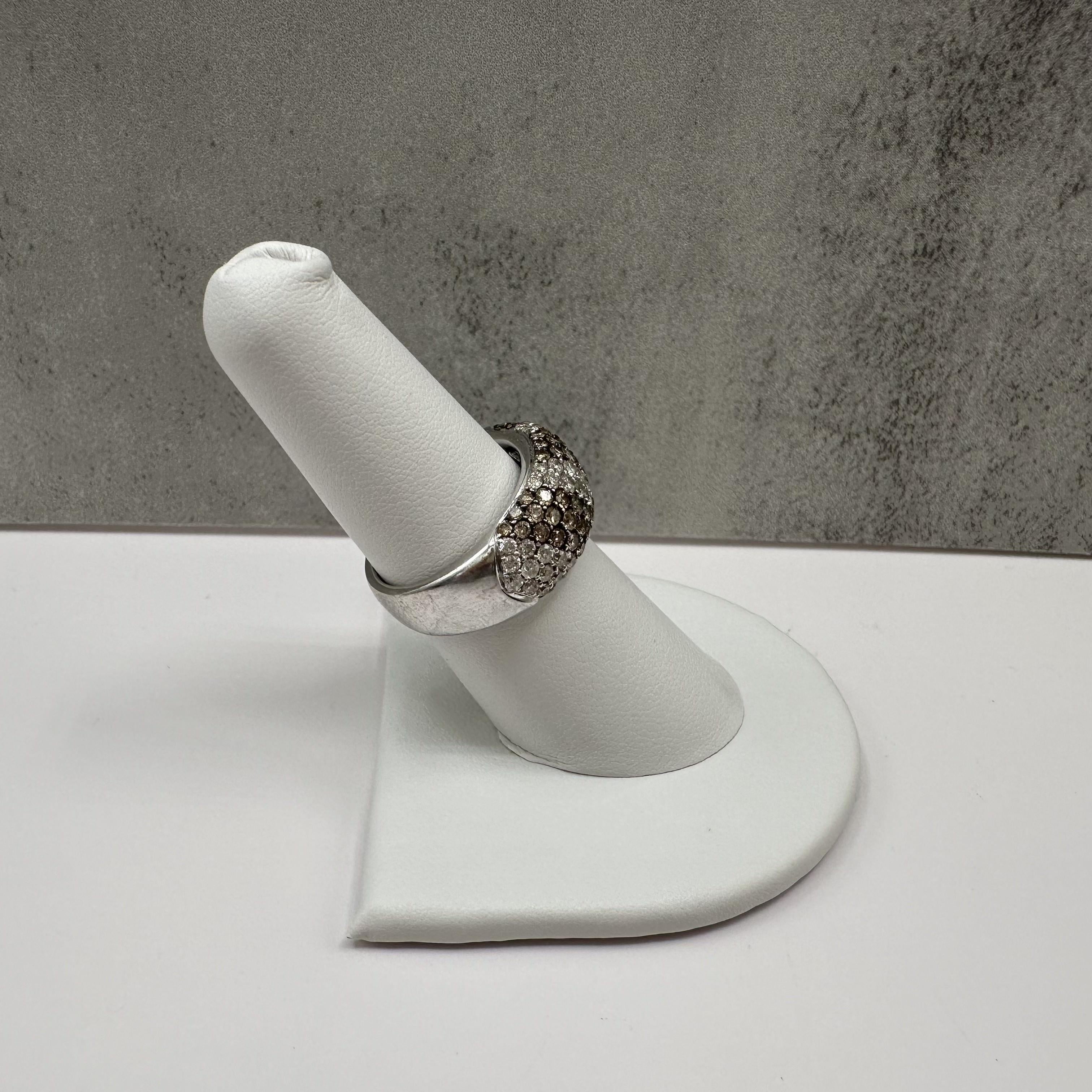 1.10ctw Natural Chocolate Diamond Ring 14K White Gold Size 7