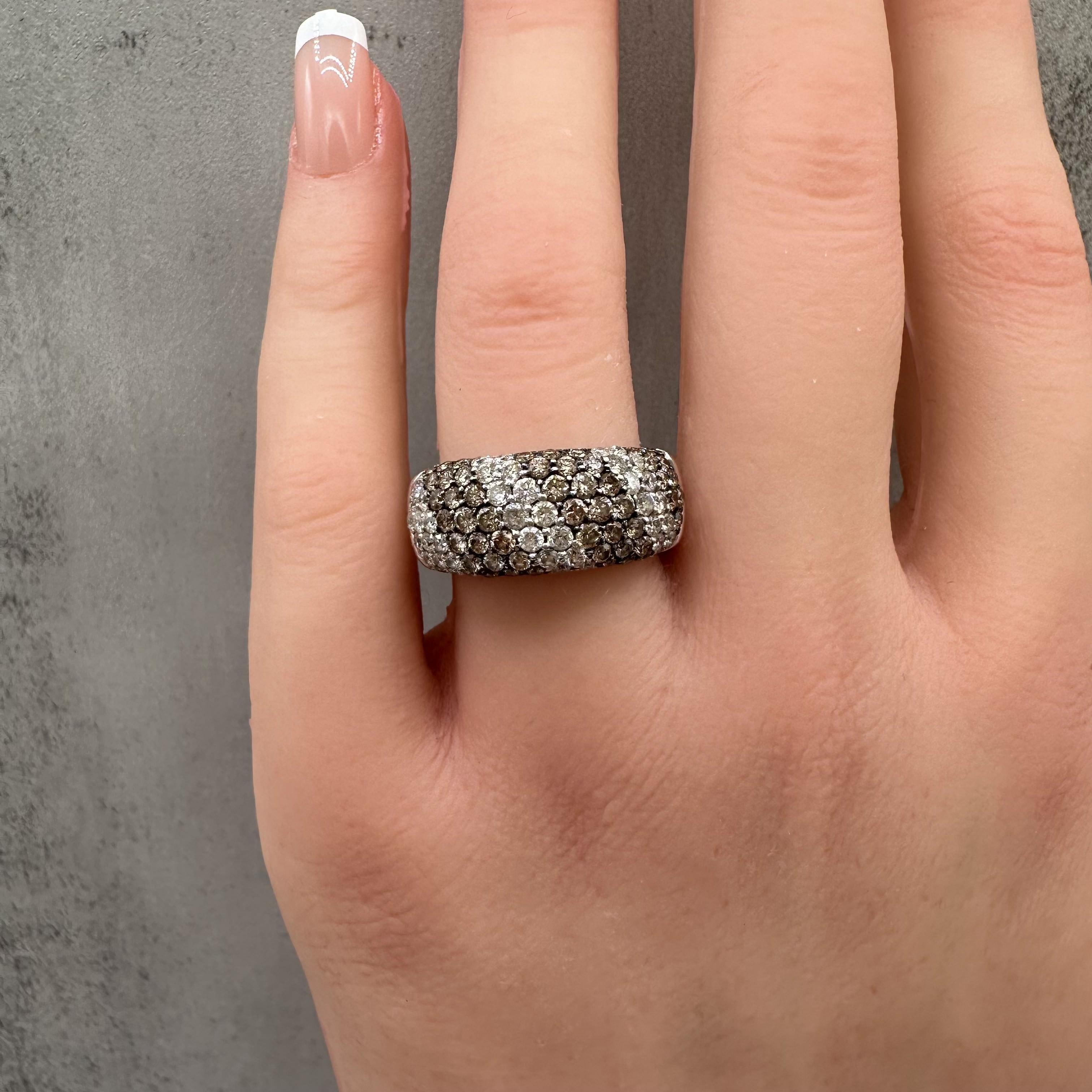1.10ctw Natural Chocolate Diamond Ring 14K White Gold Size 7