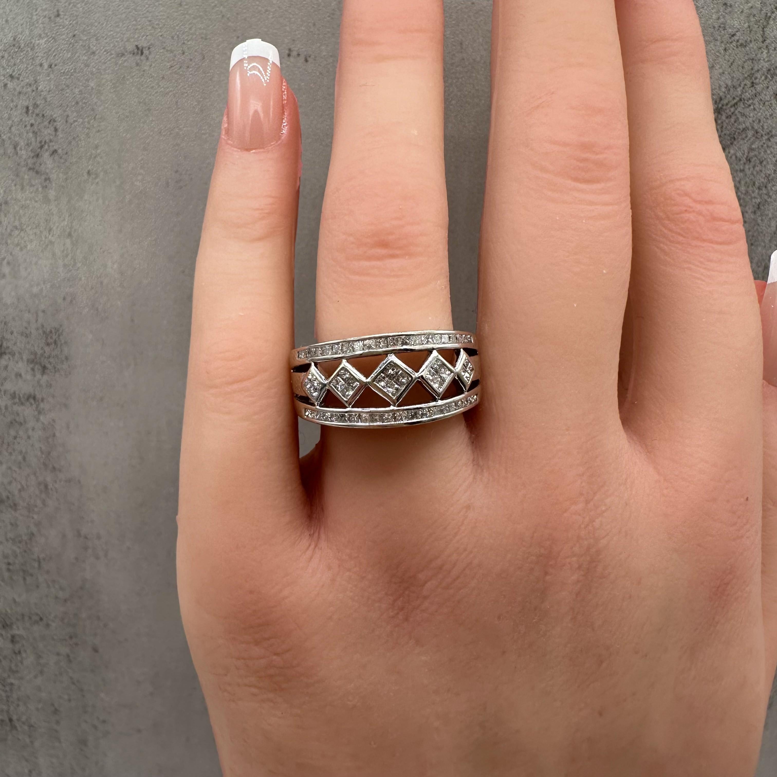 Estate 0.50ctw Princess Cut Diamond Ring 14K White Gold Size 9.5