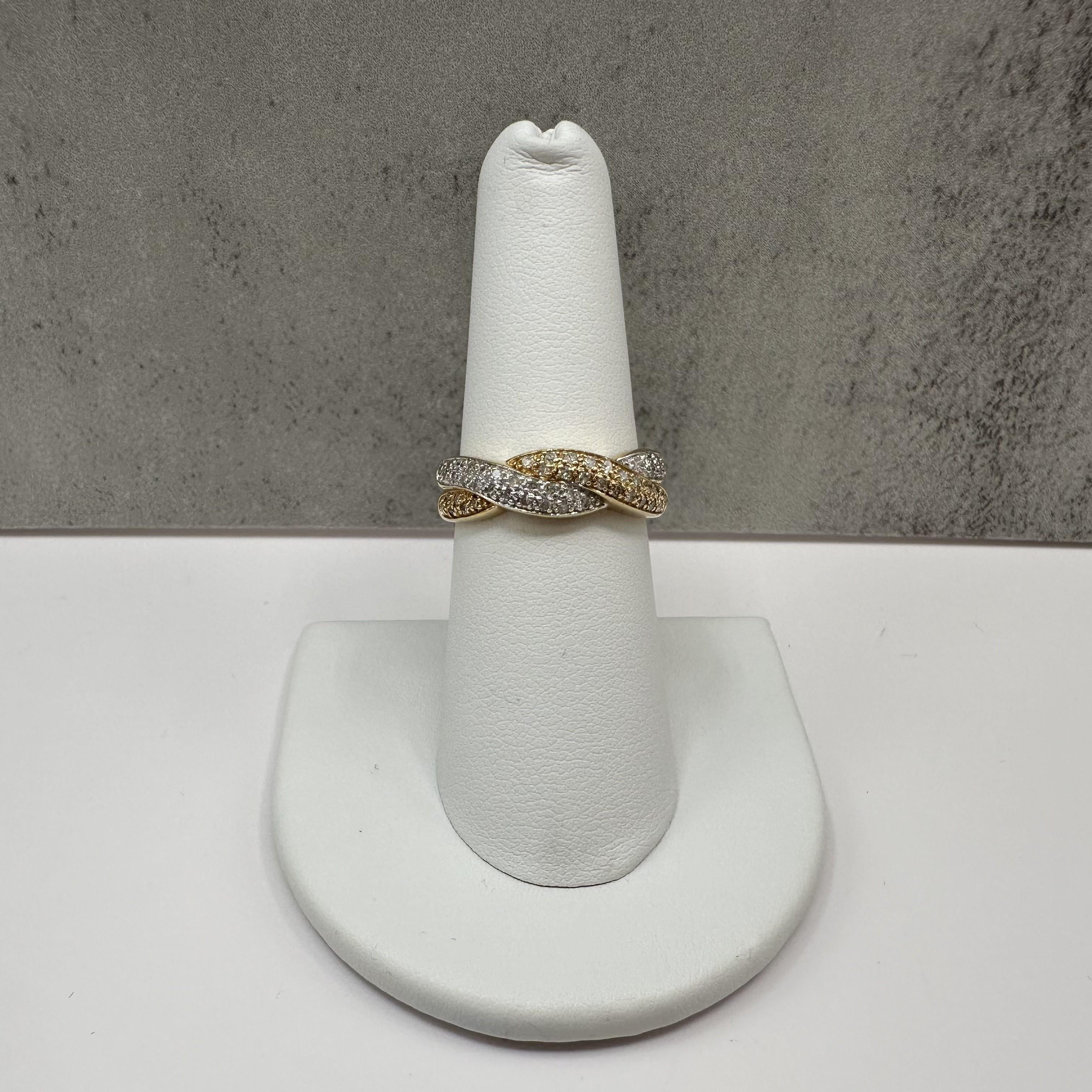 0.50ctw Estate Diamond Twist Ring 14K Yellow Gold Size 7