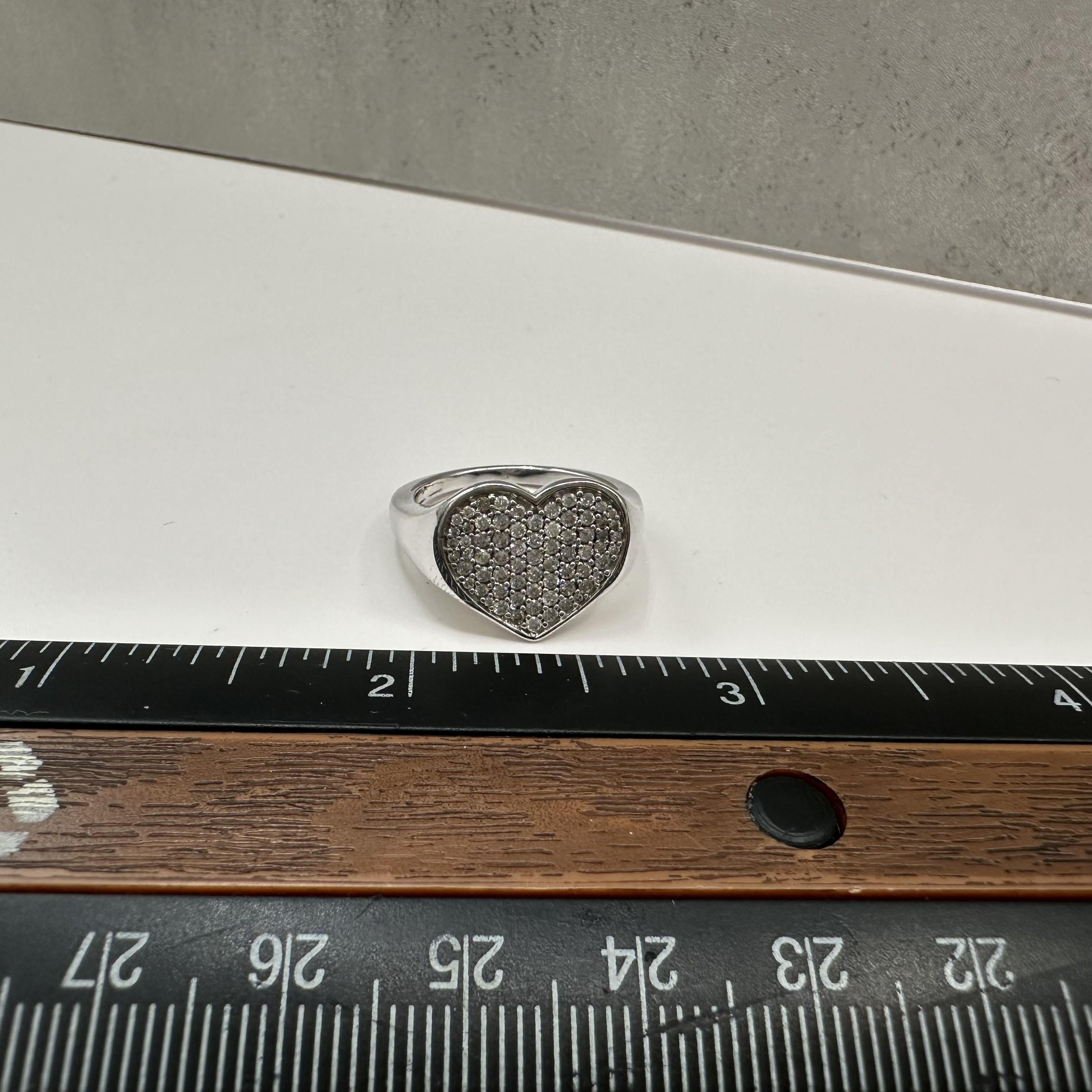 0.50ctw Natural Diamond Heart Ring 10K White Gold Size 7