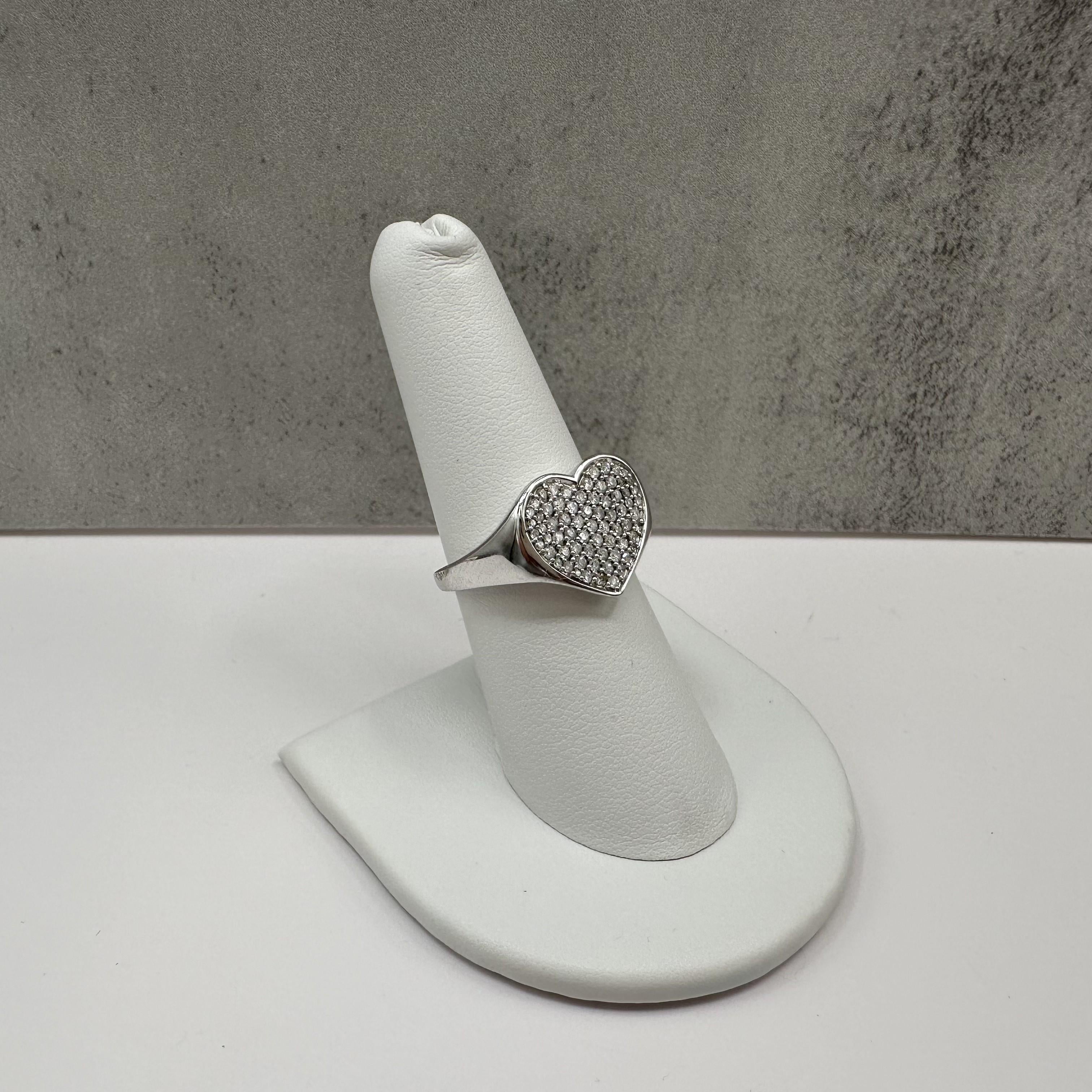 0.50ctw Natural Diamond Heart Ring 10K White Gold Size 7