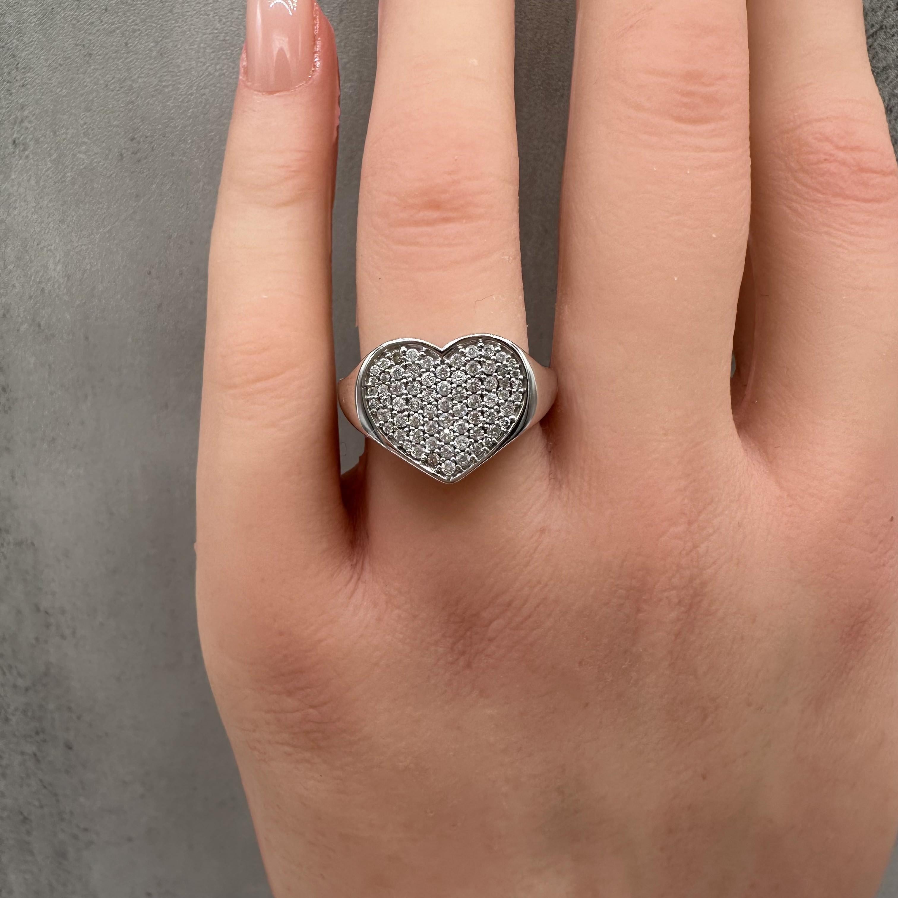 0.50ctw Natural Diamond Heart Ring 10K White Gold Size 7