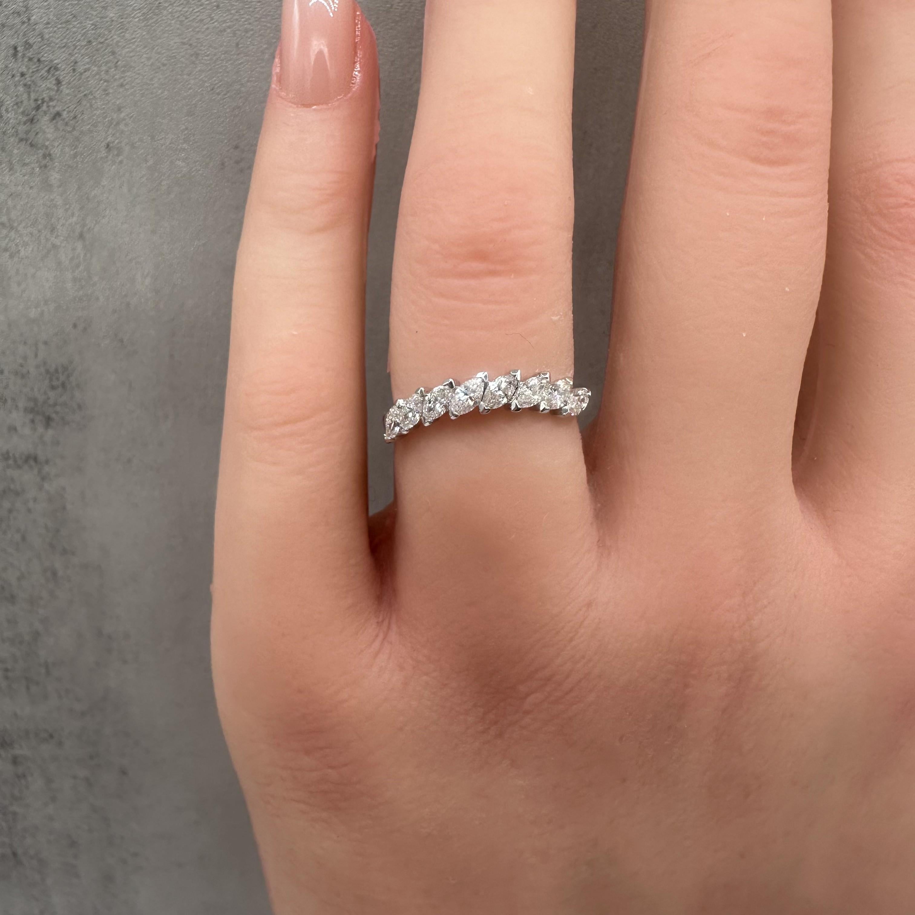 0.50ctw Natural Marquise Diamond Ring 14K White Gold Size 5