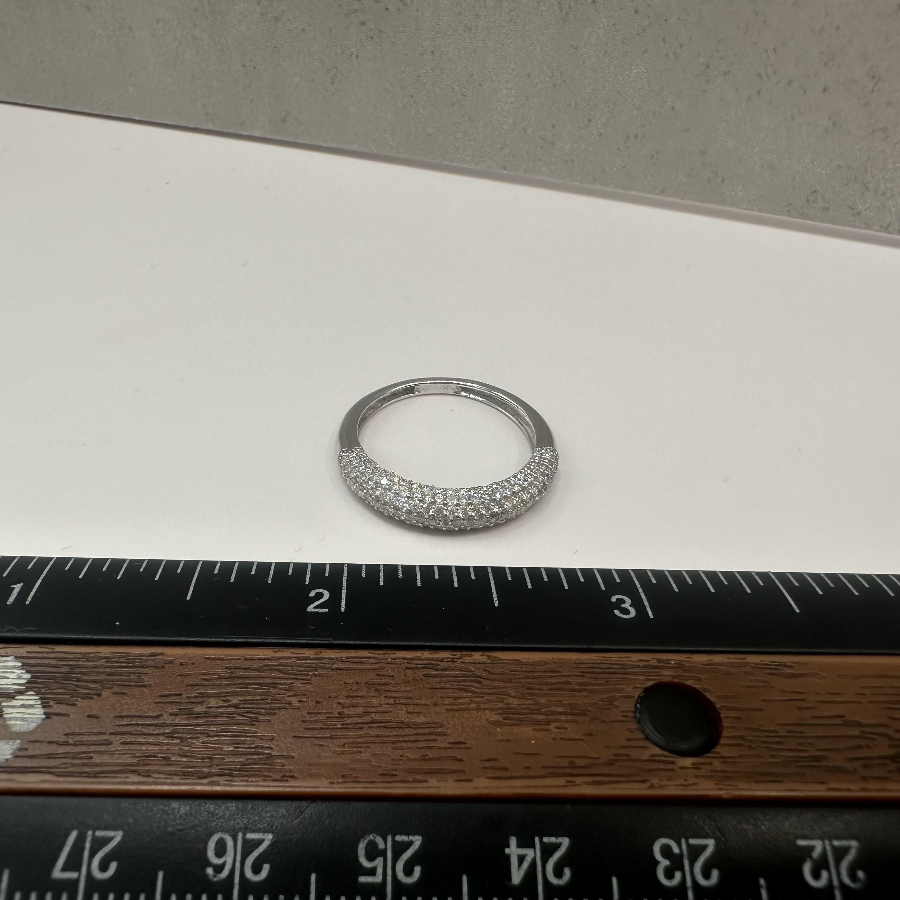 0.80ctw Natural Diamond Pave Ring 14K White Gold Size 7.75