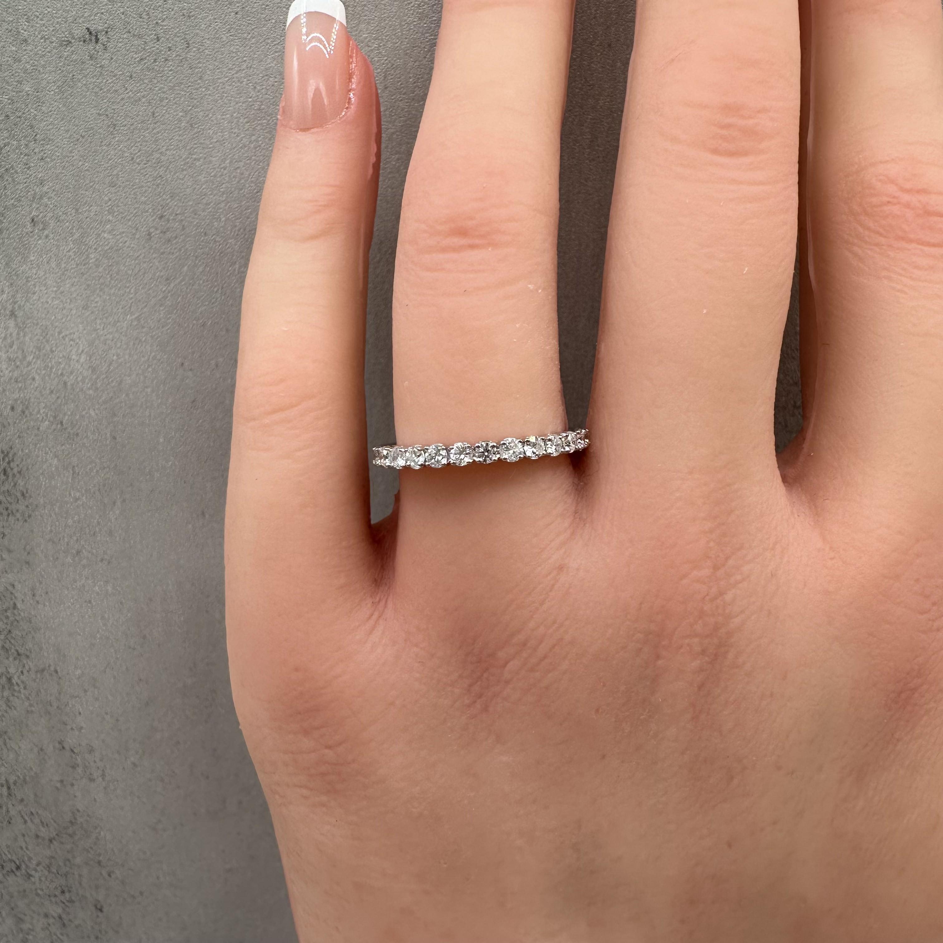 0.50ctw Natural Diamond Half Eternity Ring 14K White Gold Size 6.5