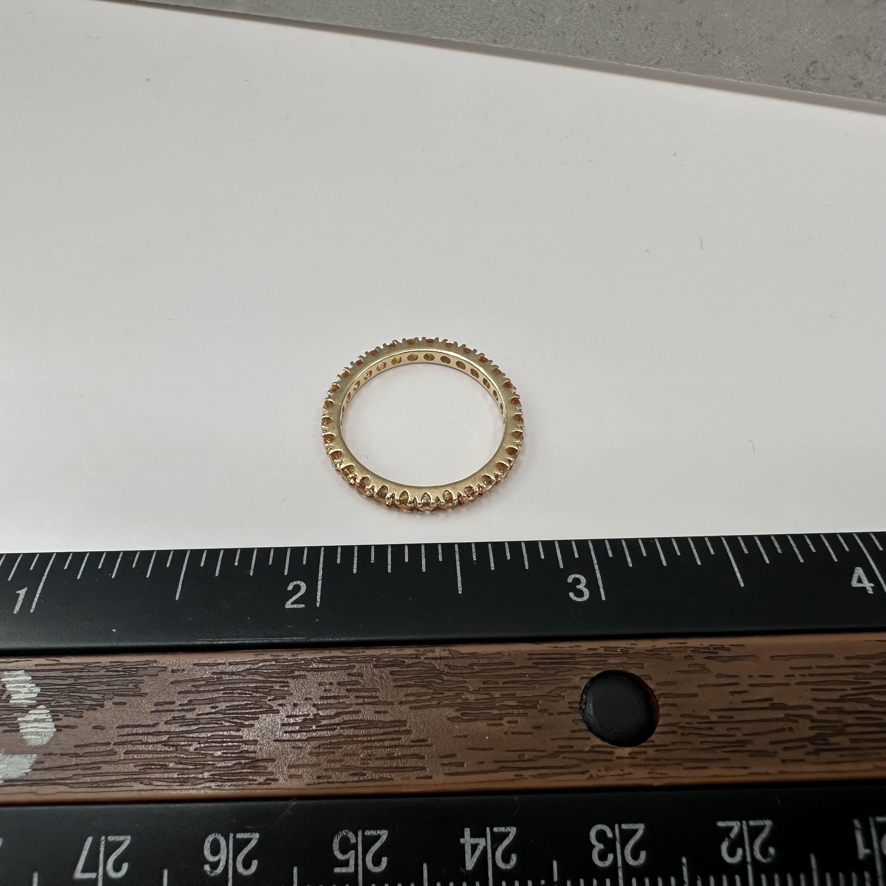 1.40ctw Yellow Orange Sapphire Eternity Ring 14K Gold Size 6.5