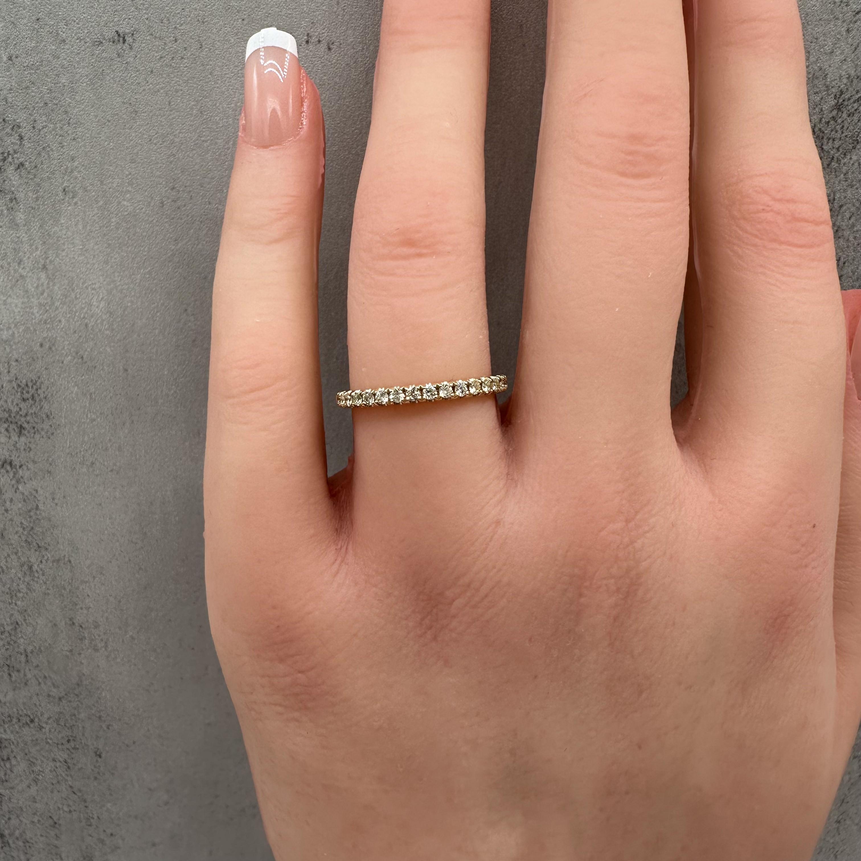 0.25ctw Natural Diamond Half Eternity Ring 14K Yellow Gold Size 6.75