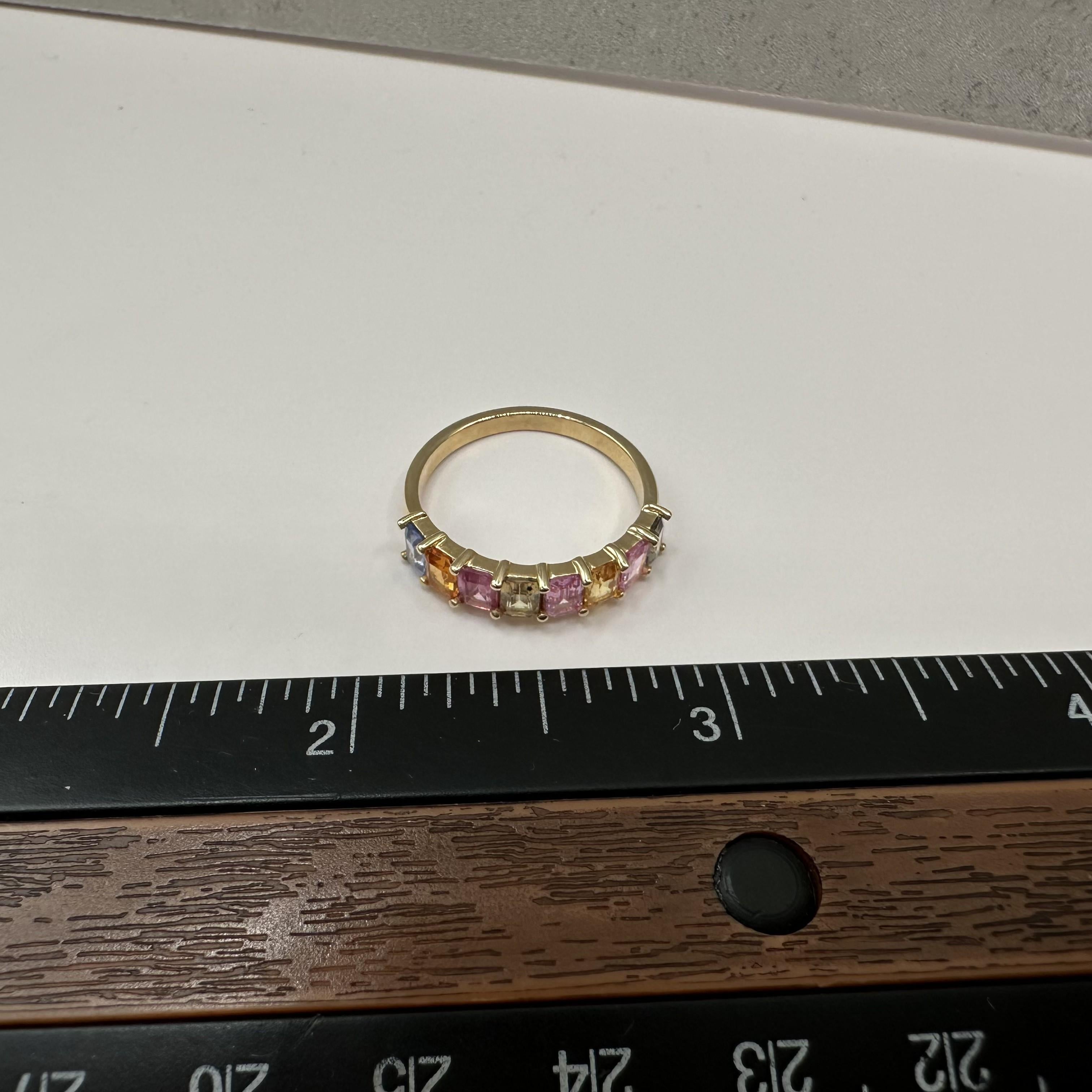 1.60ctw Emerald Cut Pastel Sapphire Ring 14K Yellow Gold Size 7