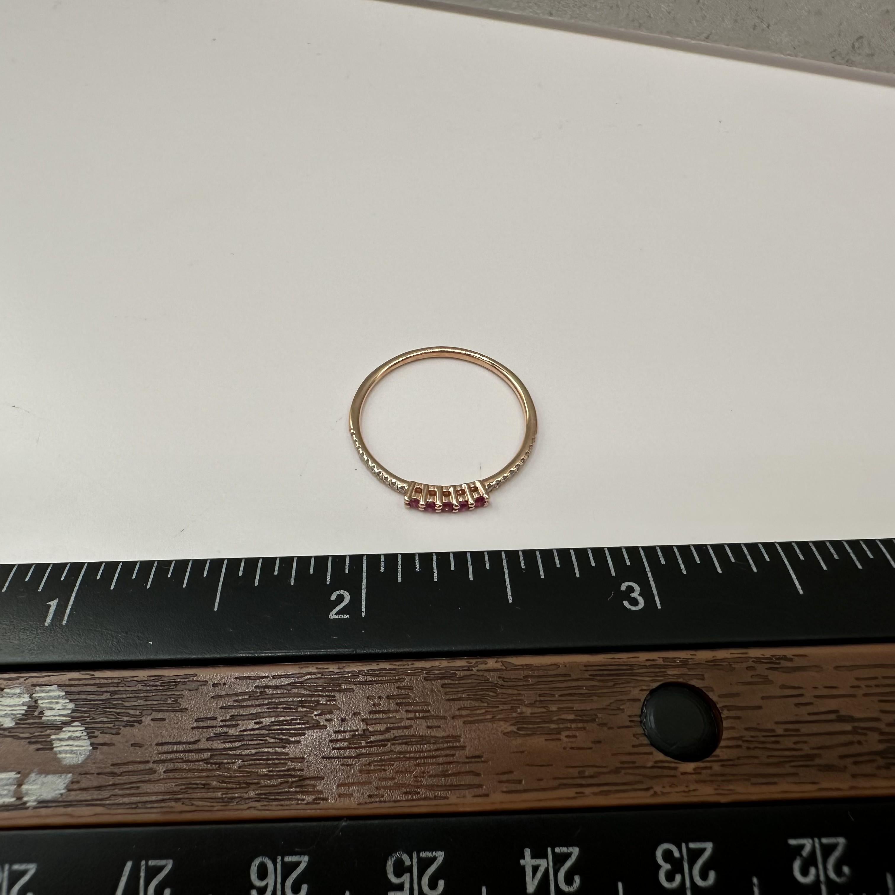 Ruby Diamond Stackable Band 14K Rose Gold 0.14ctw Size 6.5