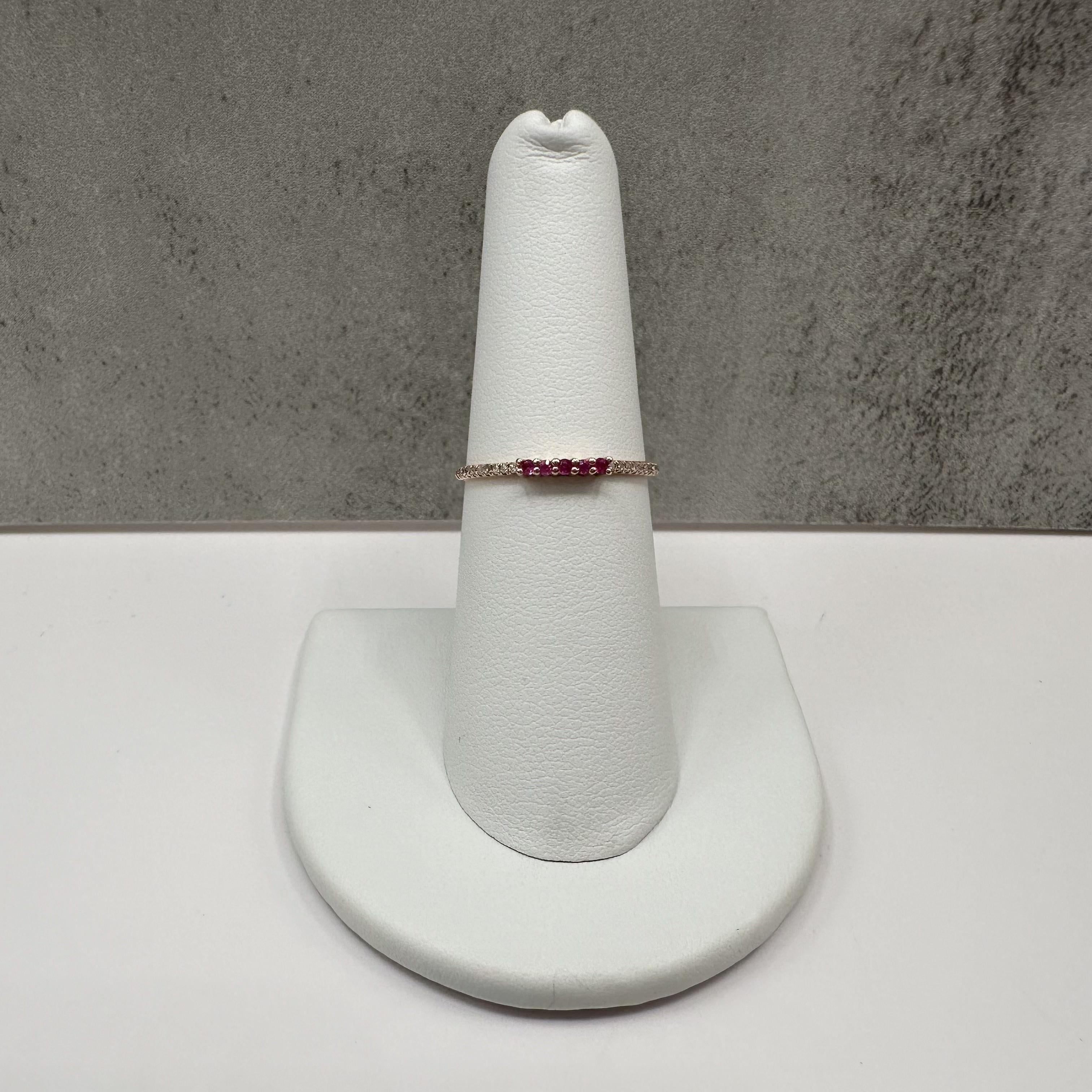 Ruby Diamond Stackable Band 14K Rose Gold 0.14ctw Size 6.5