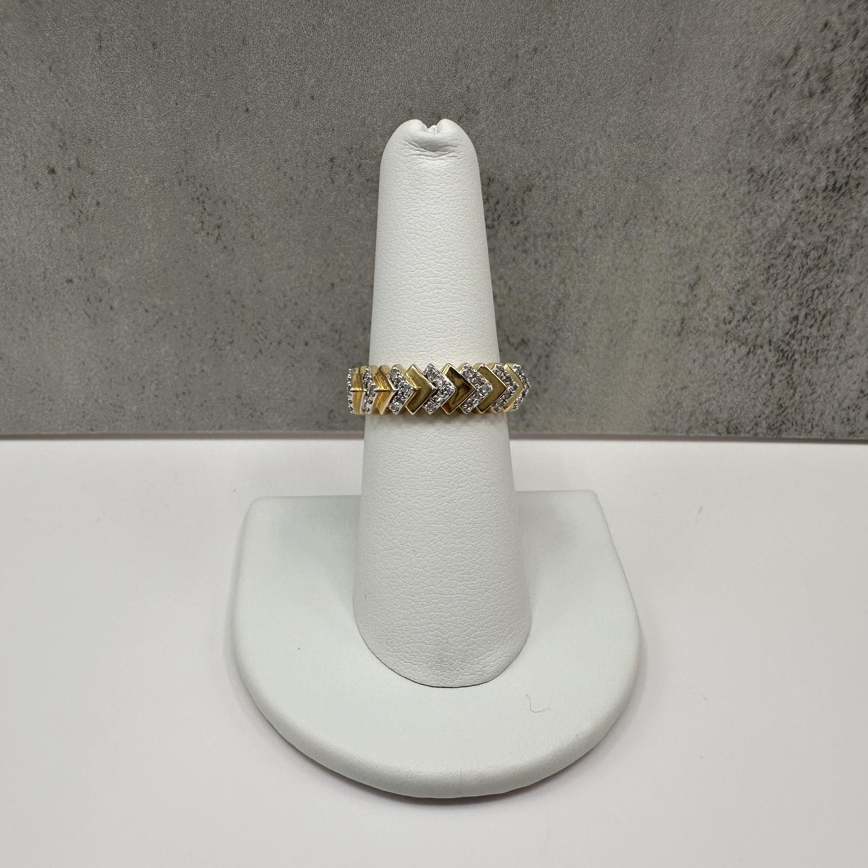 0.22ctw Natural Diamond Chevron Ring 10K Yellow Gold Size 7
