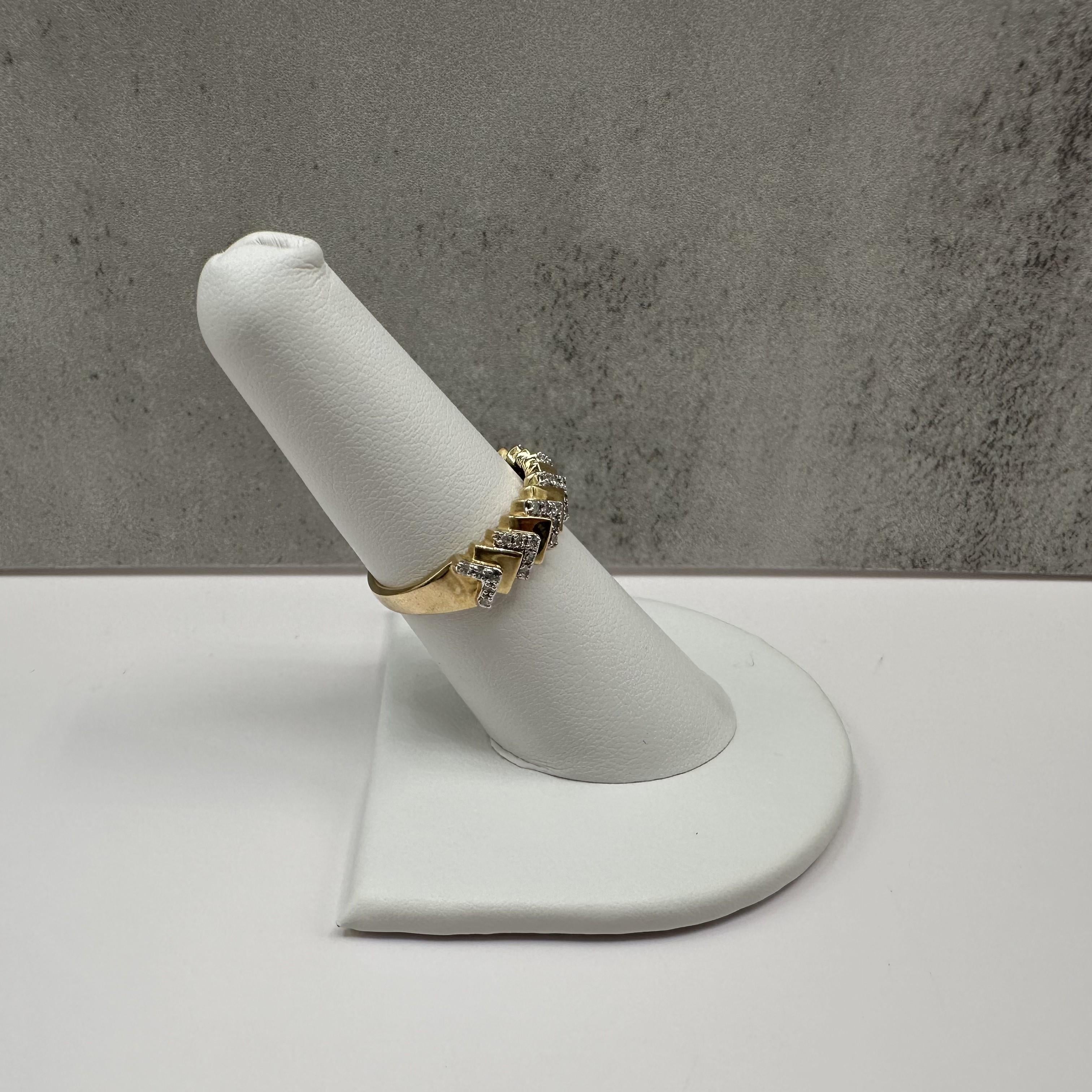 0.22ctw Natural Diamond Chevron Ring 10K Yellow Gold Size 7