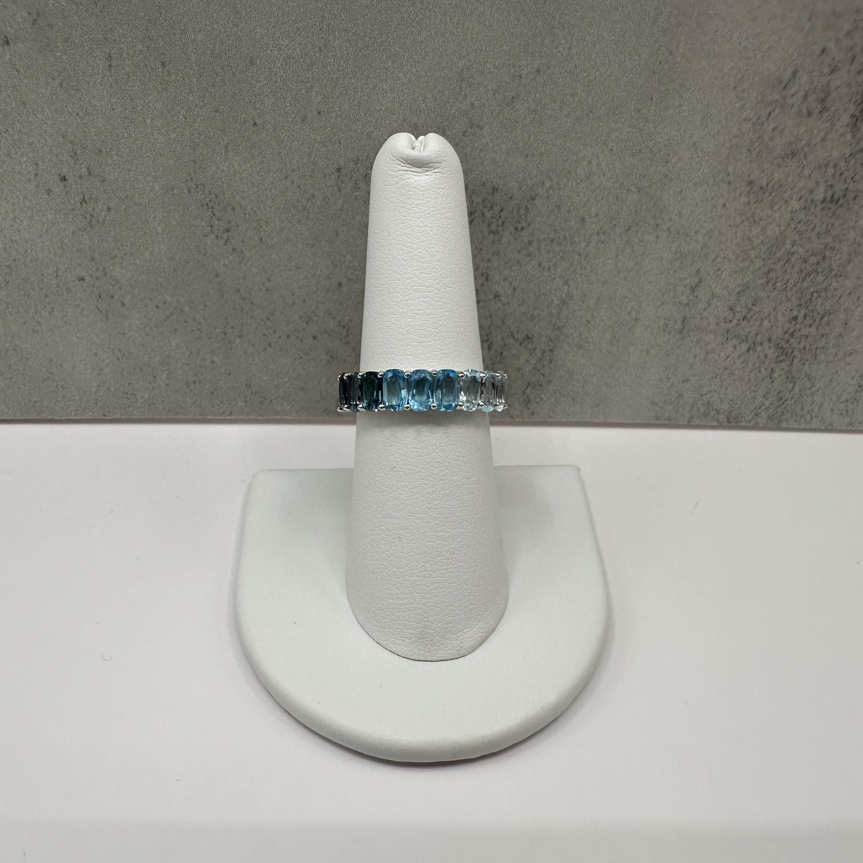 Ombre Blue Topaz Ring Sterling Silver Oval Size 7