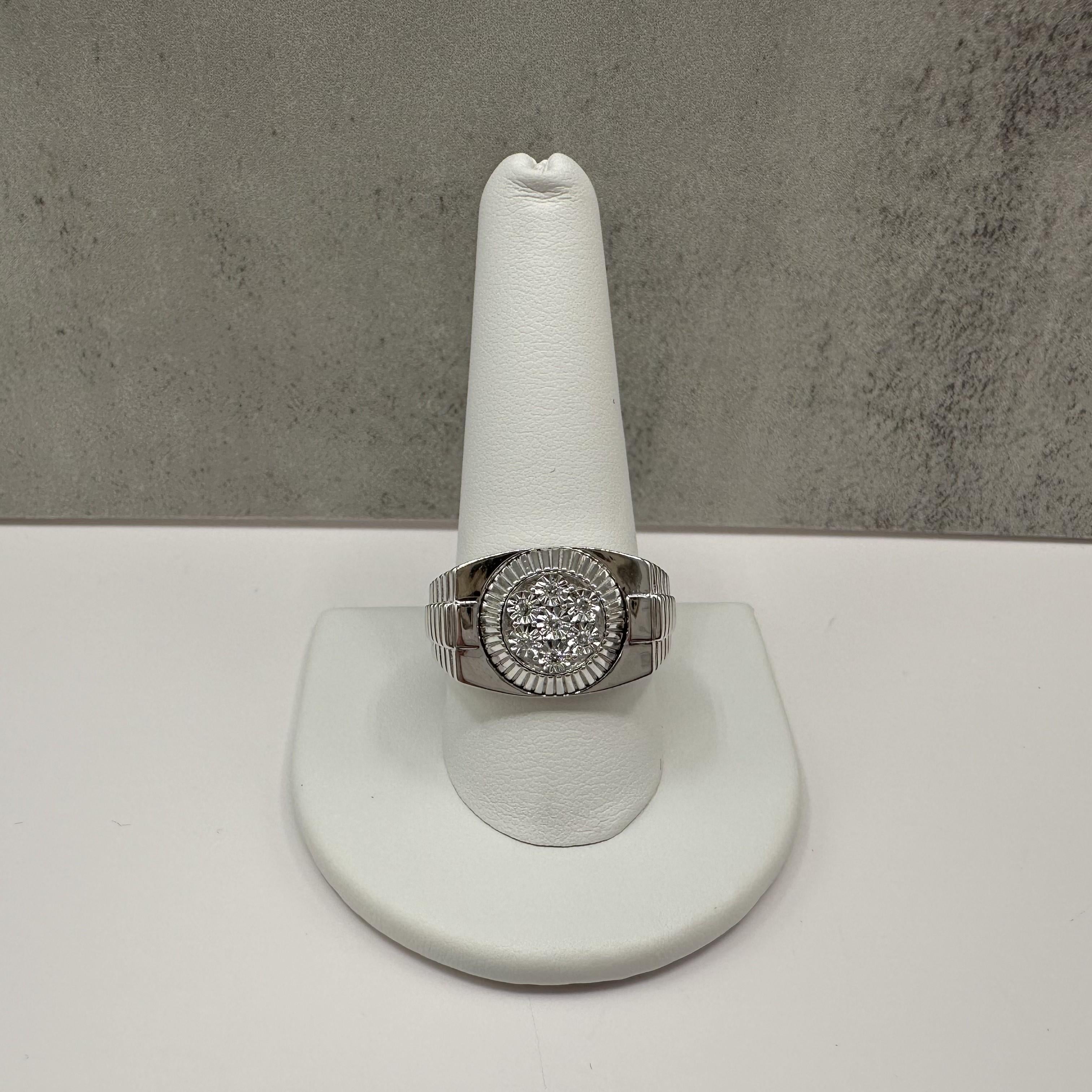 0.10ctw Mens Diamond Ring Sterling Silver 8.7g Size 10.5