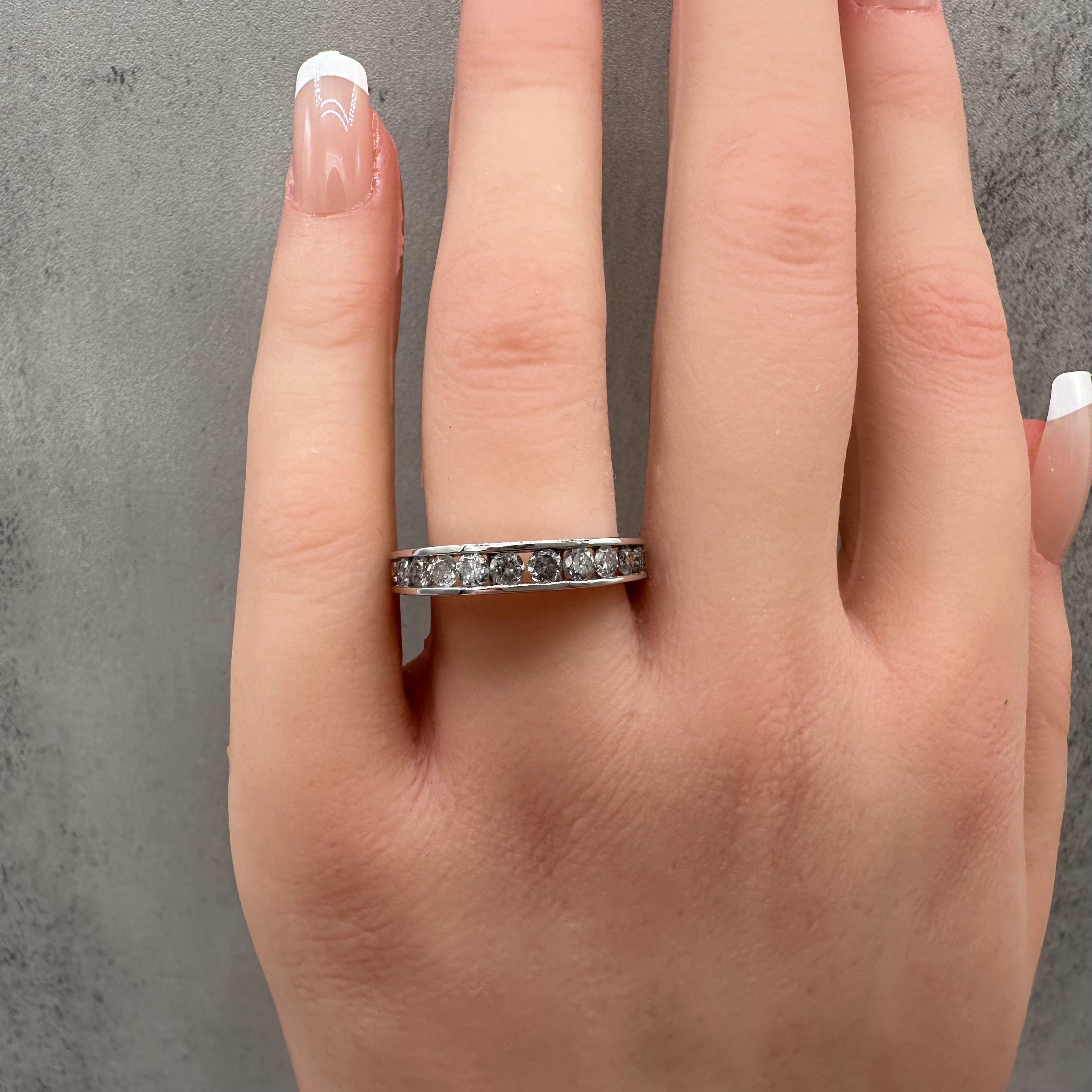 1ctw Channel Set Natural Diamond Ring 10K White Gold Size 9