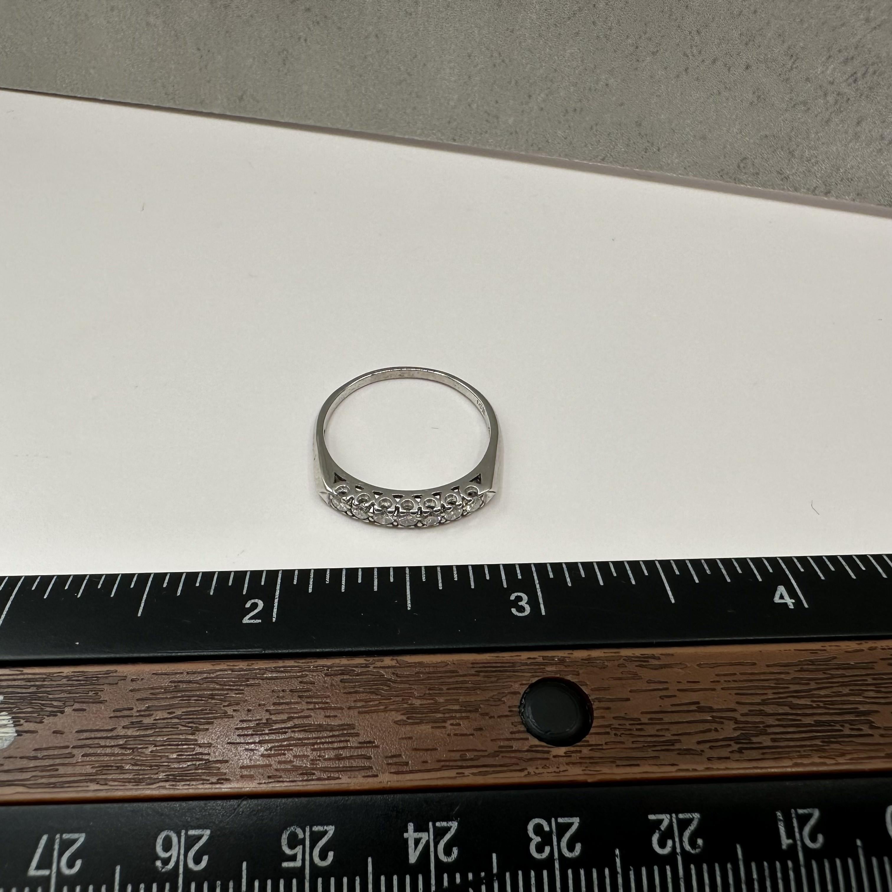 0.30ctw 7 Stone Natural Diamond Ring 14K White Gold Size 9
