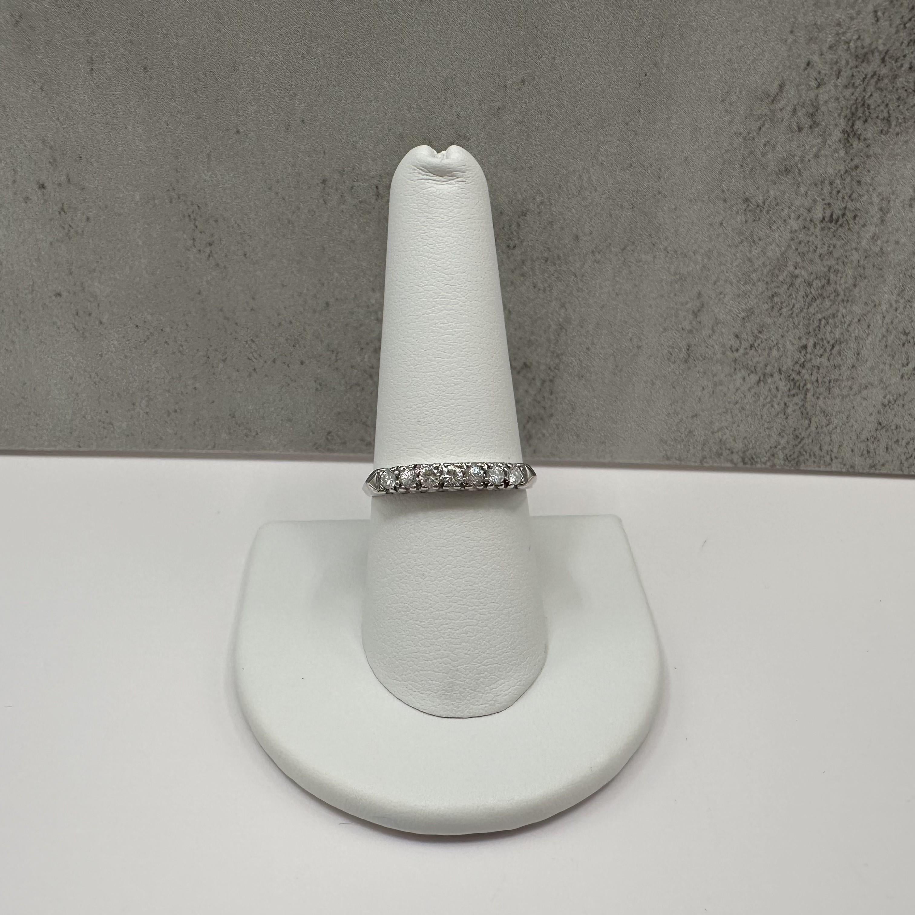 0.30ctw 7 Stone Natural Diamond Ring 14K White Gold Size 9