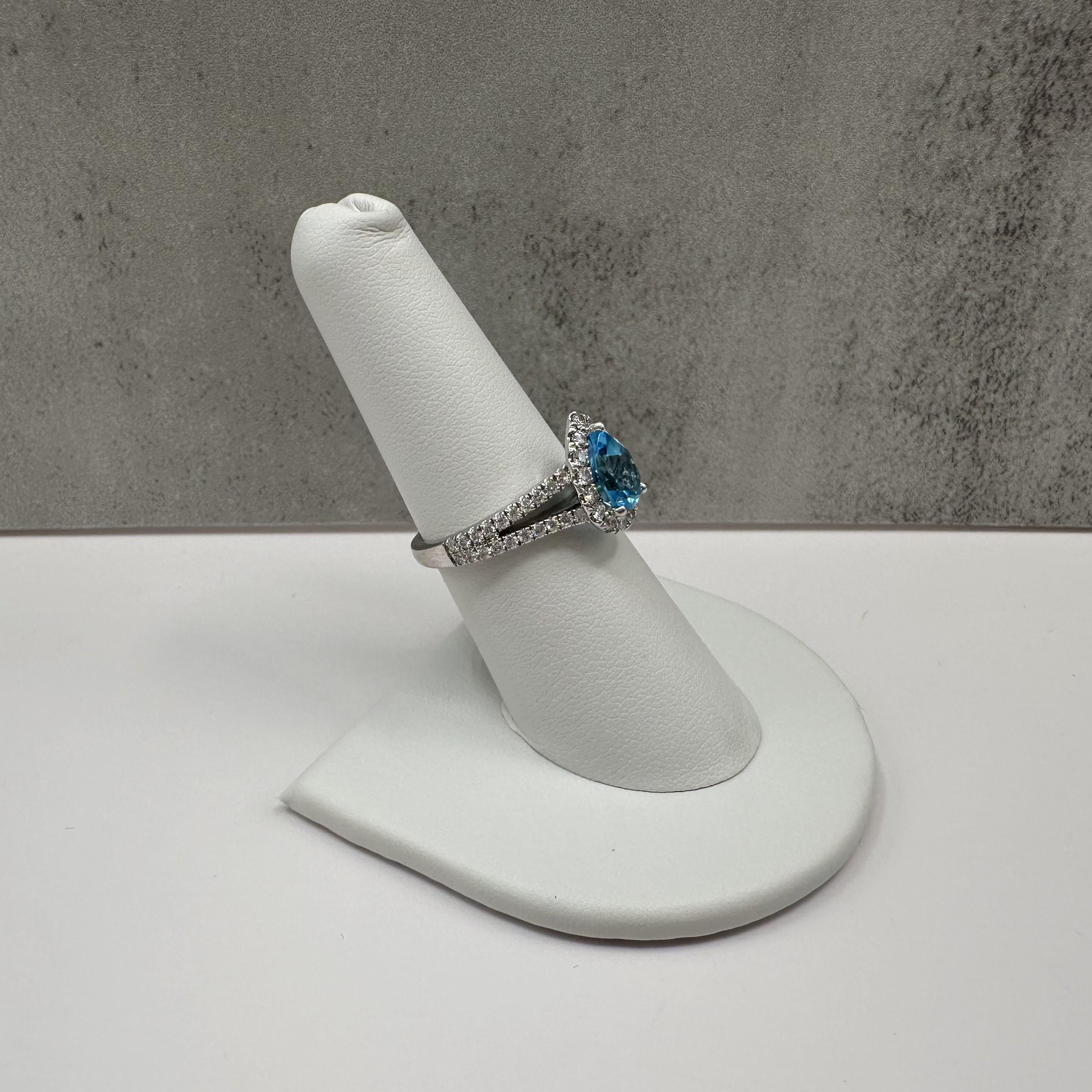 Topaz Diamond Cocktail Ring 14K White Gold 0.75ctw Size 7