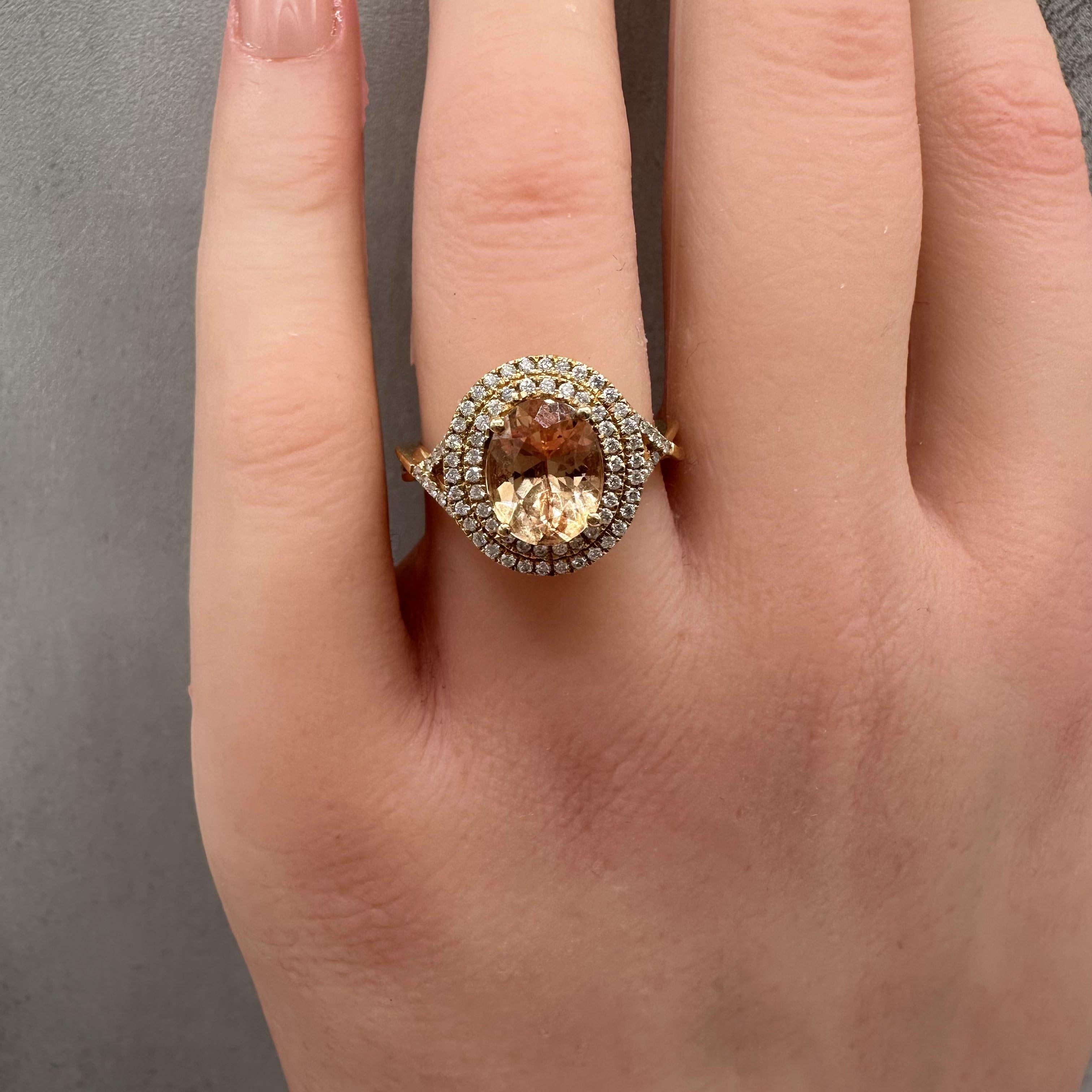 Iliana Orange Gemstone Diamond Ring 18K Yellow Gold 0.40ctw Size 7