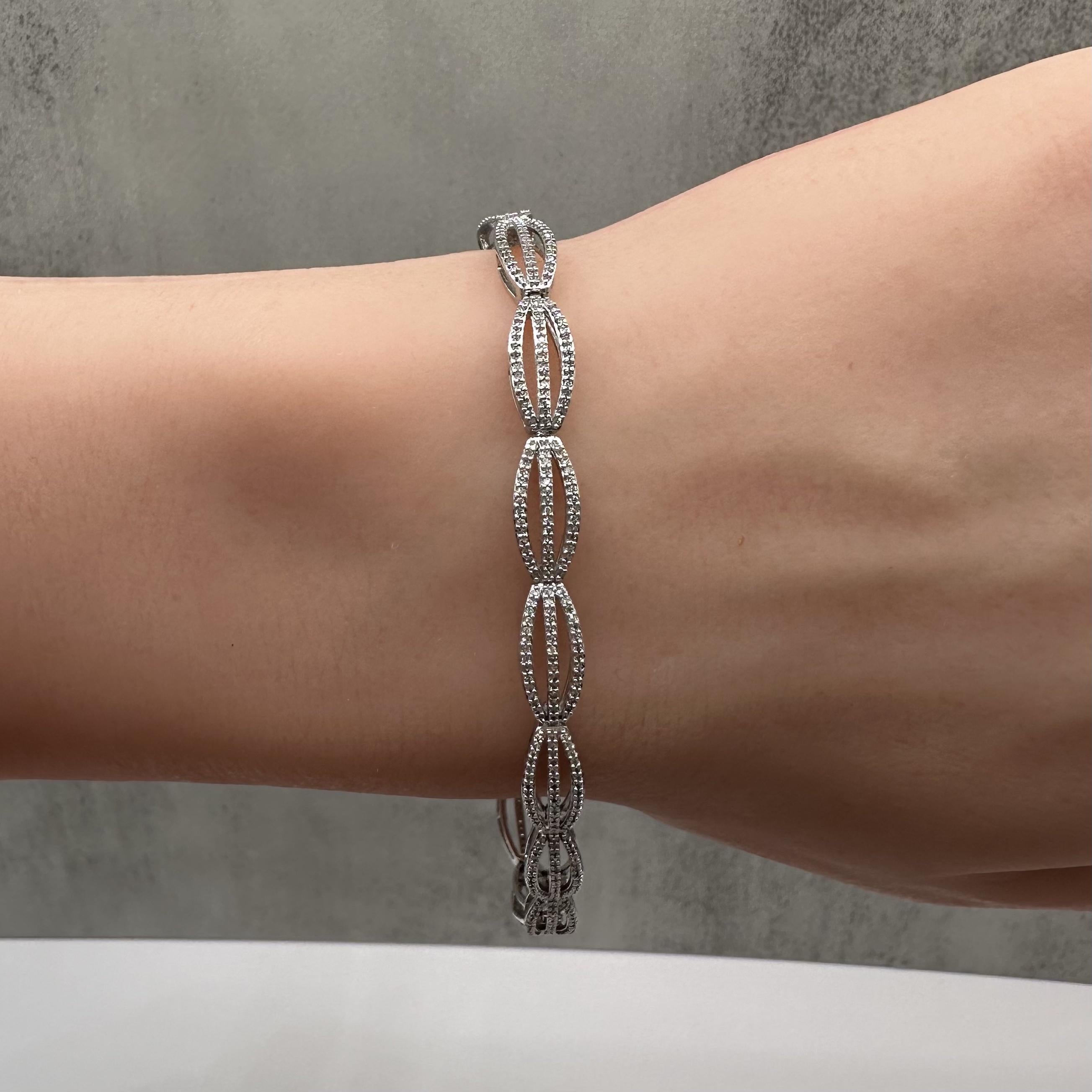 1ctw Diamond Bracelet 10K White Gold 7in