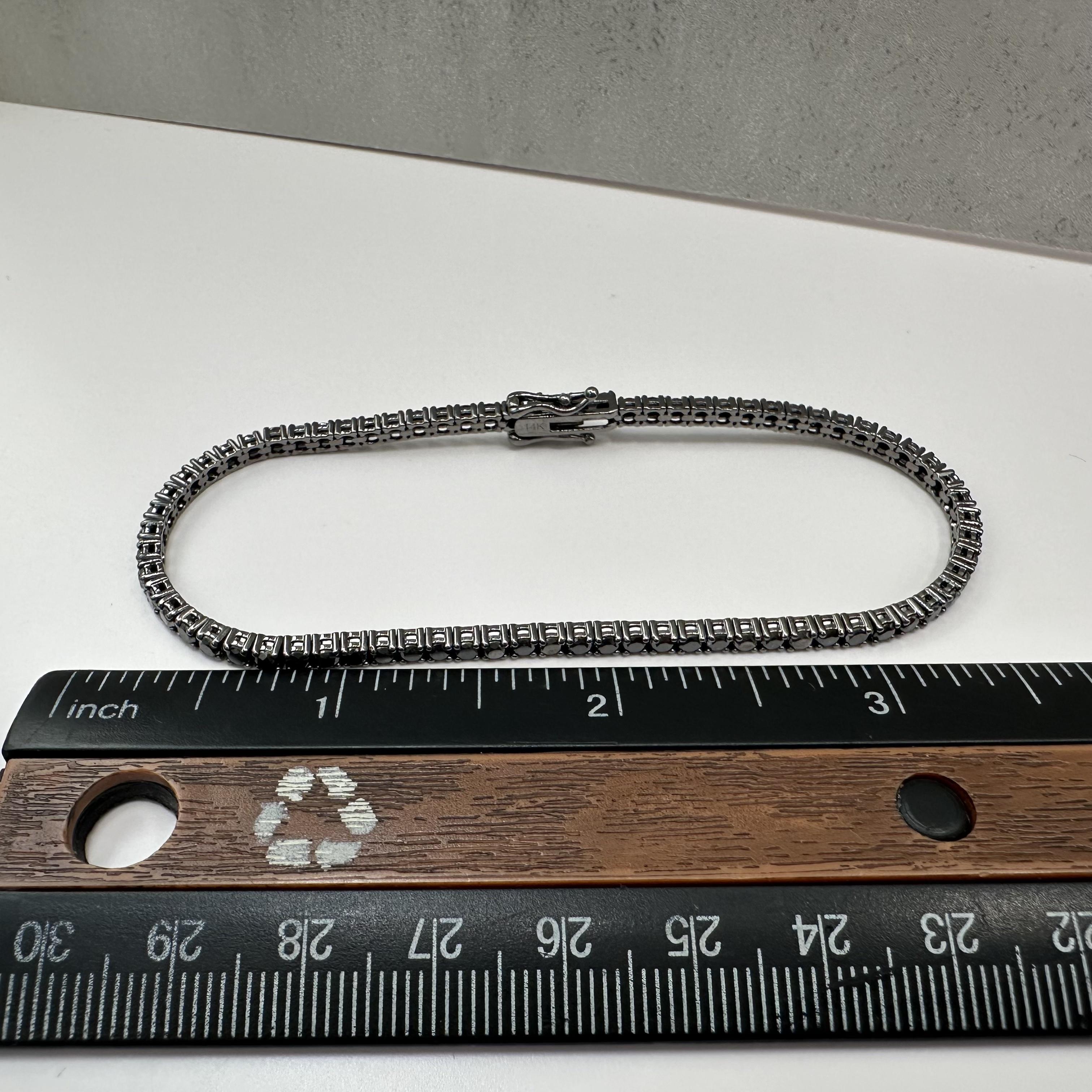 Black Diamond Tennis Bracelet in 14kt White Gold – 4.84ctw, 8in, New
