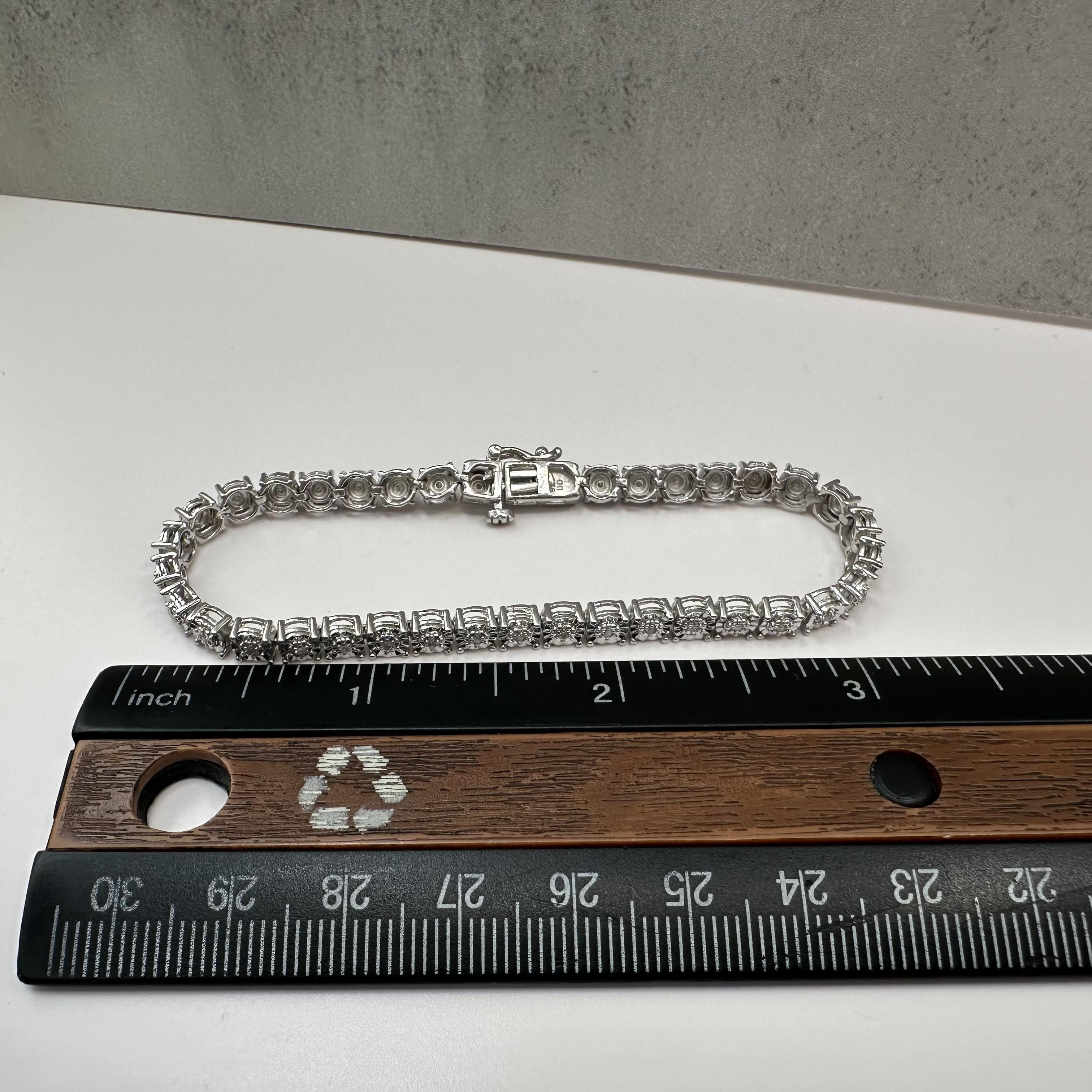 Diamond Tennis Bracelet in Sterling Silver – 0.25ctw, 7in, New