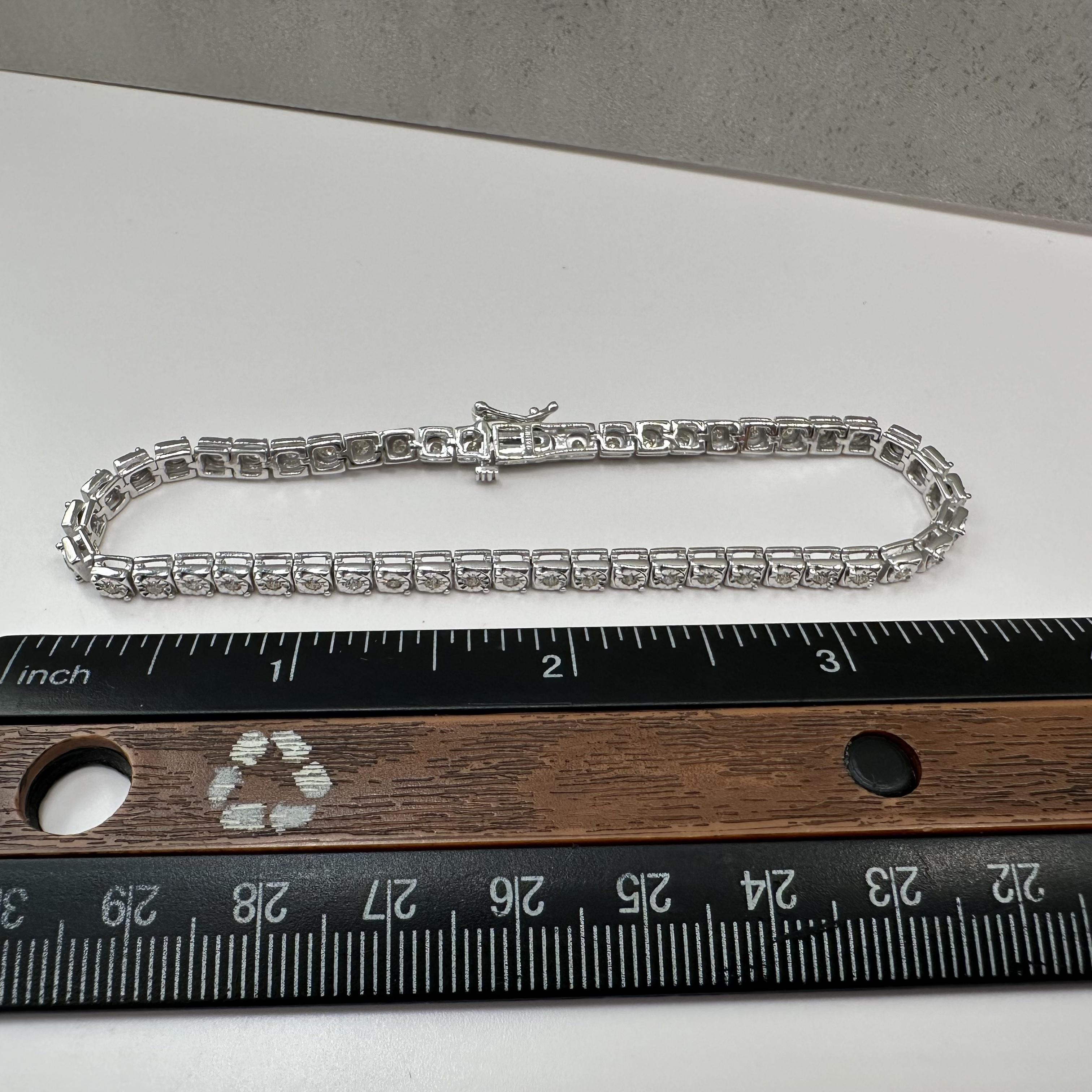 Diamond Tennis Bracelet in Sterling Silver – 1ctw, 7.75in, New