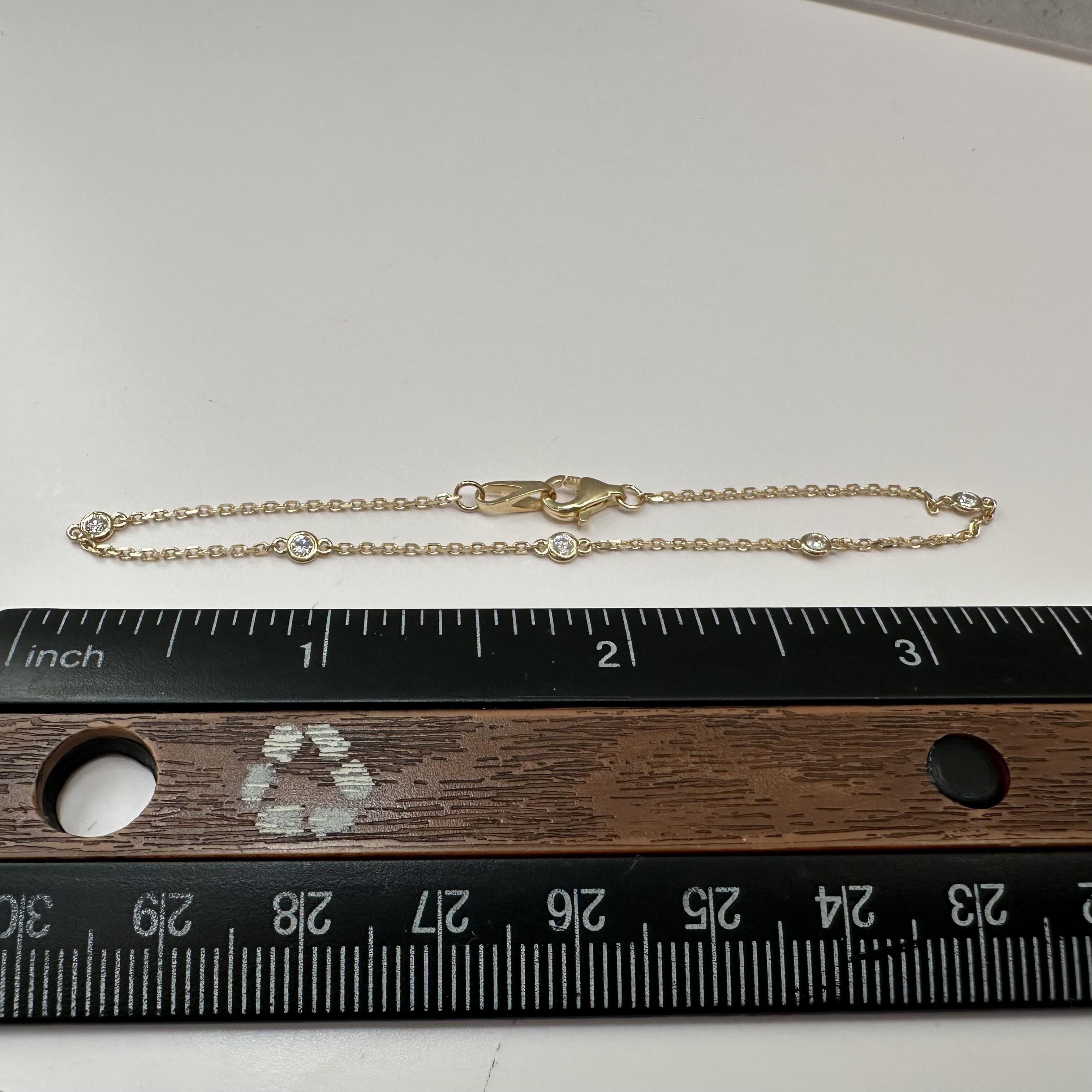 Diamond Station Bracelet in 14kt Yellow Gold – 0.15ctw, 7in, New