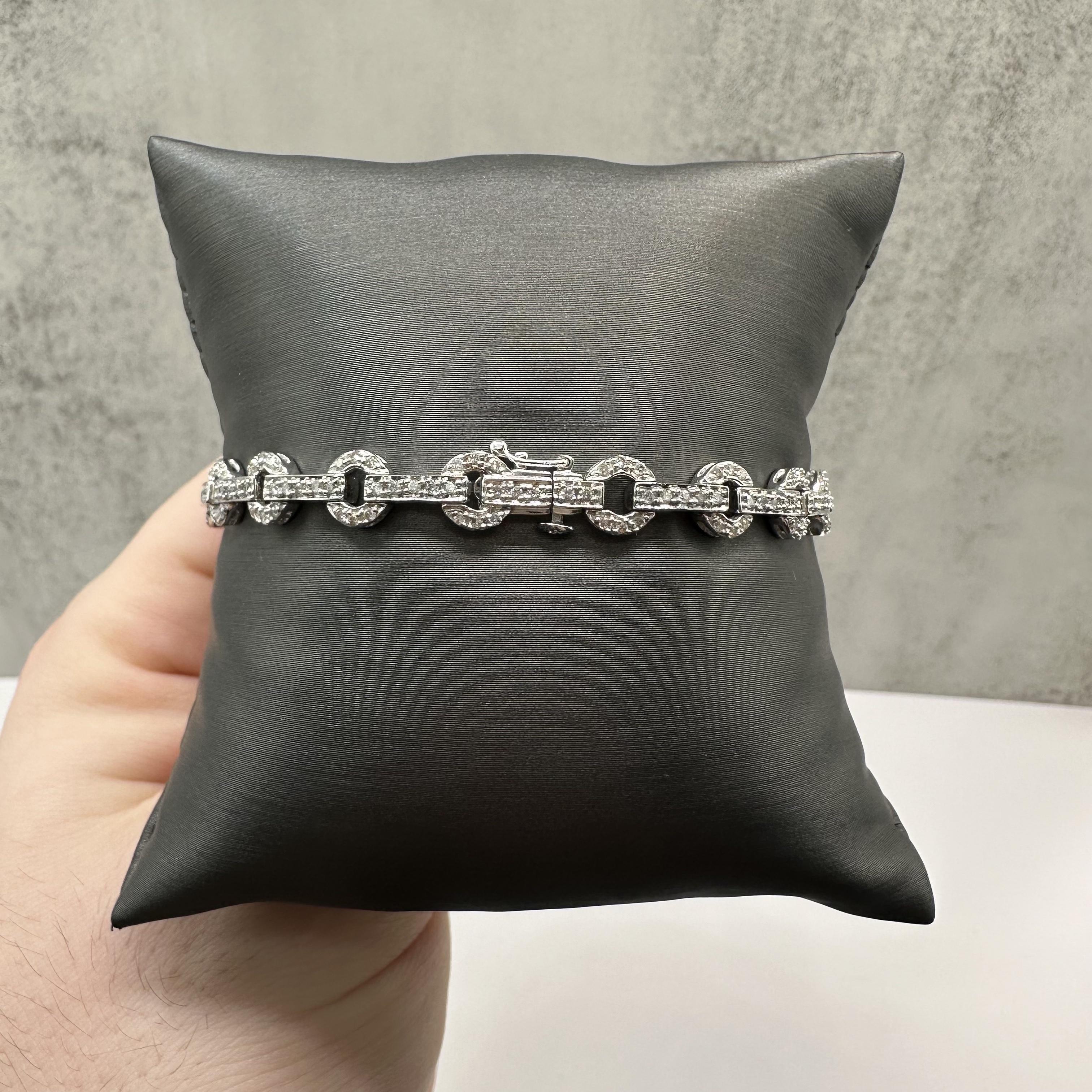 1.25ctw Natural Diamond Bracelet 14K White Gold 7.125in 12.1g