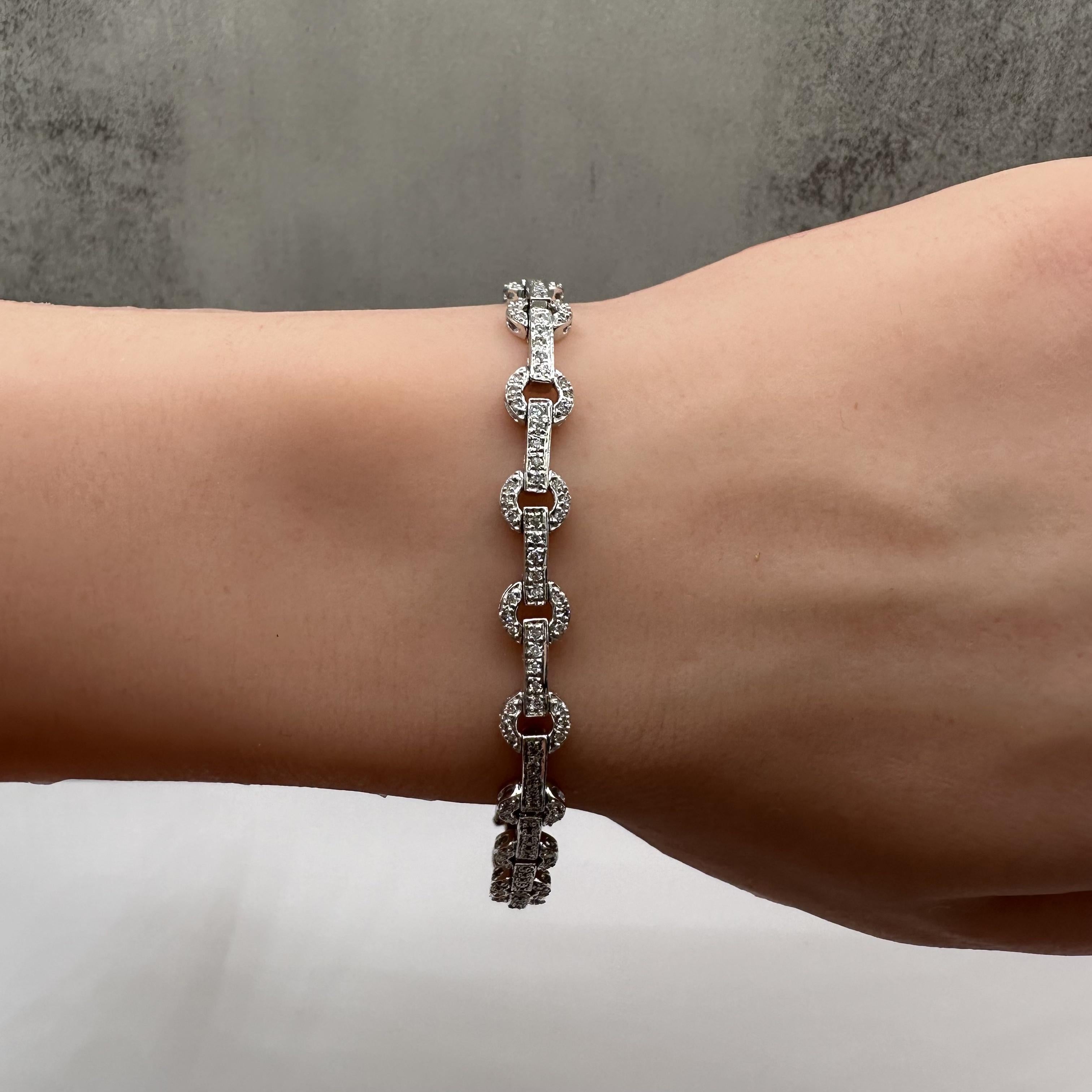 1.25ctw Natural Diamond Bracelet 14K White Gold 7.125in 12.1g