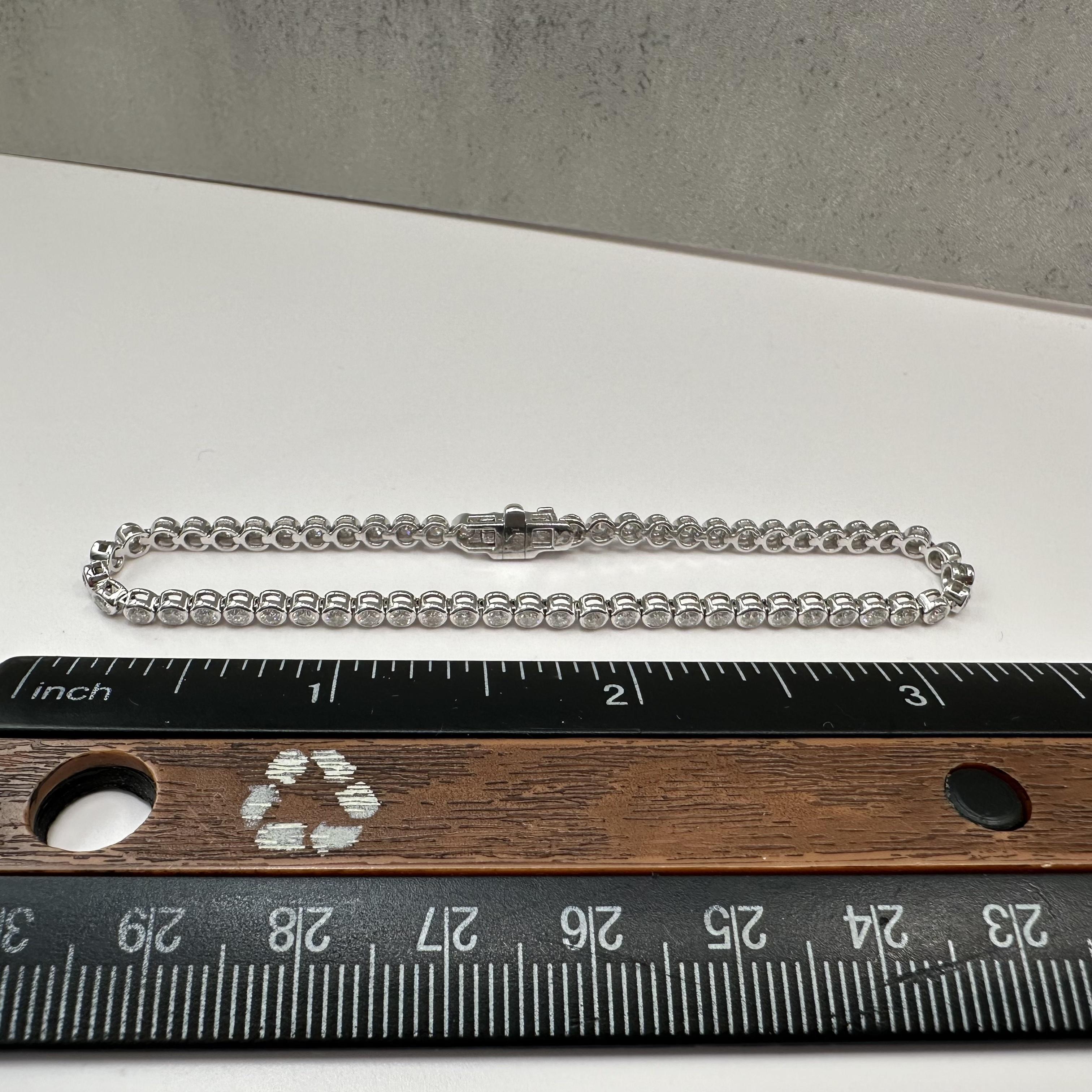2ctw Bezel Set Diamond Tennis Bracelet 14K White Gold 7in