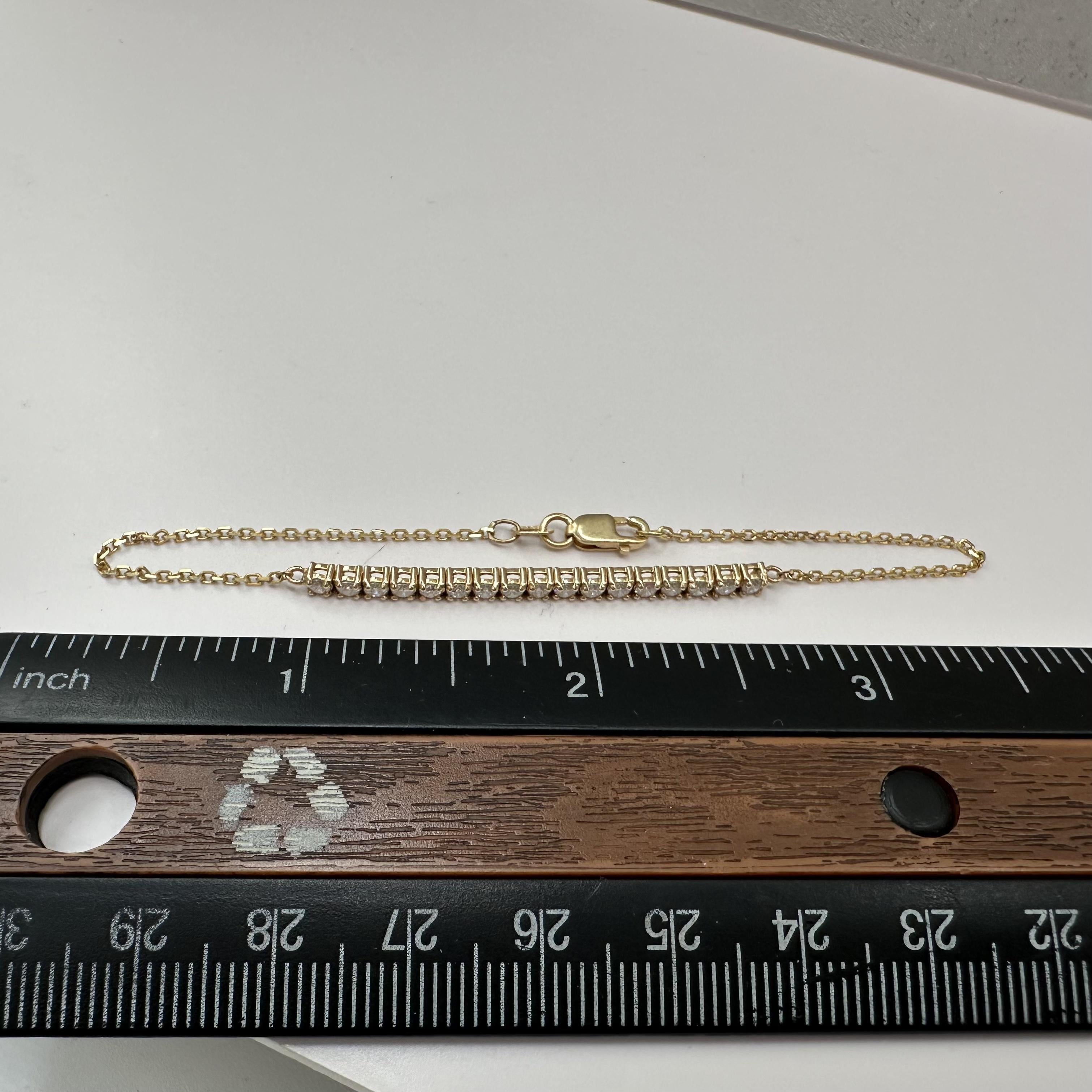0.51ctw Diamond Bar Bracelet 14K Yellow Gold 7in GH SI