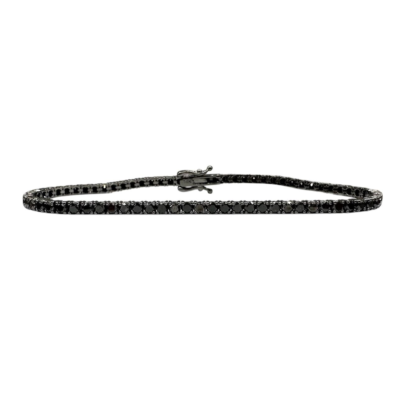 Black Diamond Tennis Bracelet in 14kt White Gold – 4.84ctw, 8in, New