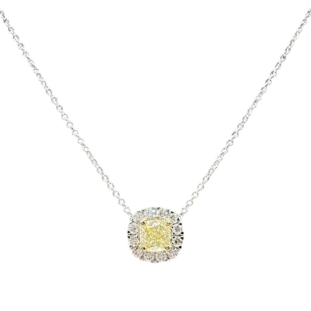 Natural Yellow Diamond Pendant Necklace 14K Gold 0.67ctw Adjustable 16 to 18in