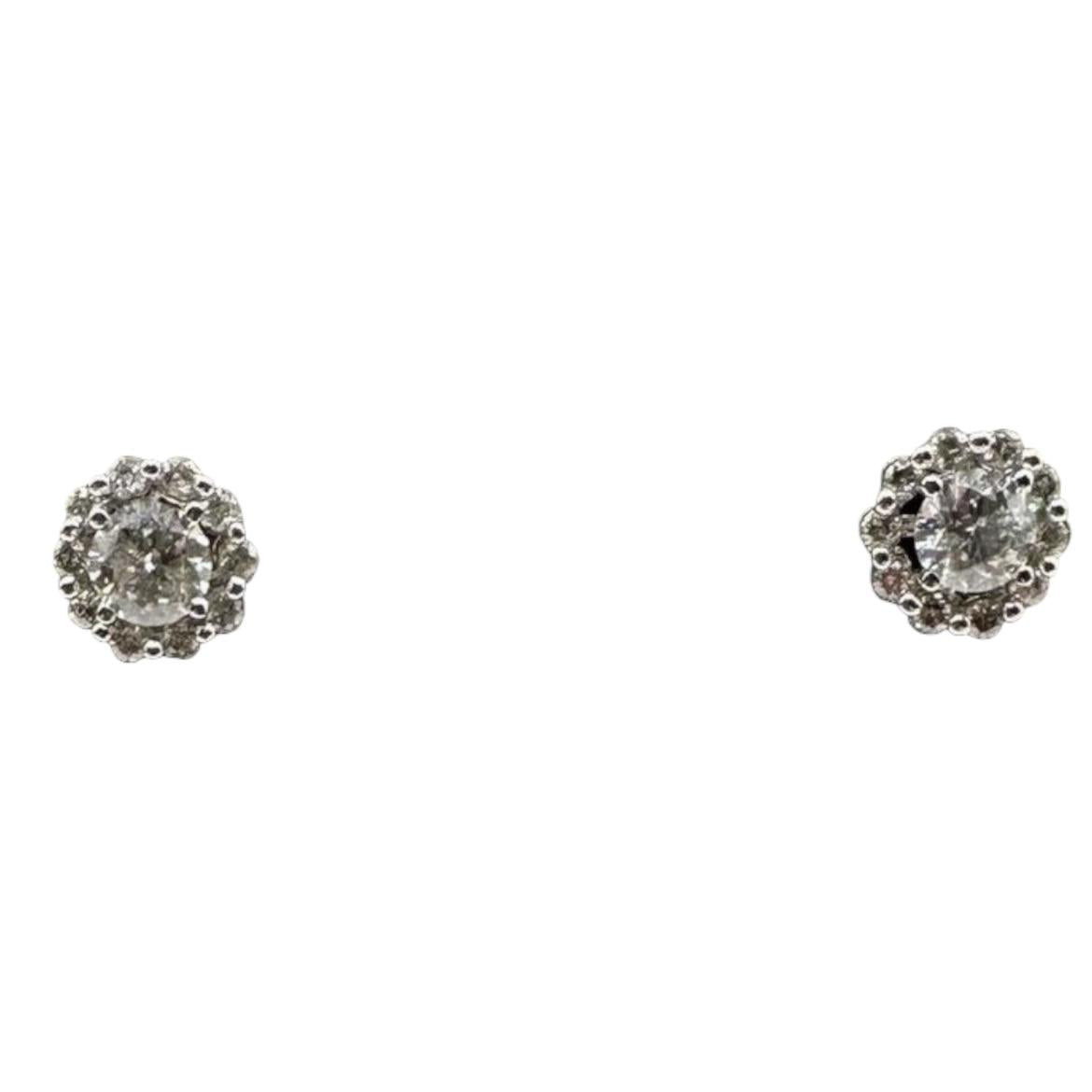 Natural Diamond Stud Earrings With Removable Jackets 14K White Gold 0.97ct