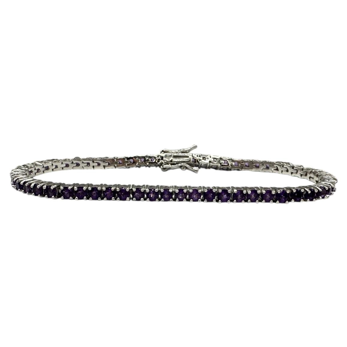 Amethyst Tennis Bracelet Sterling Silver 3mm 7.5in 12.5g New