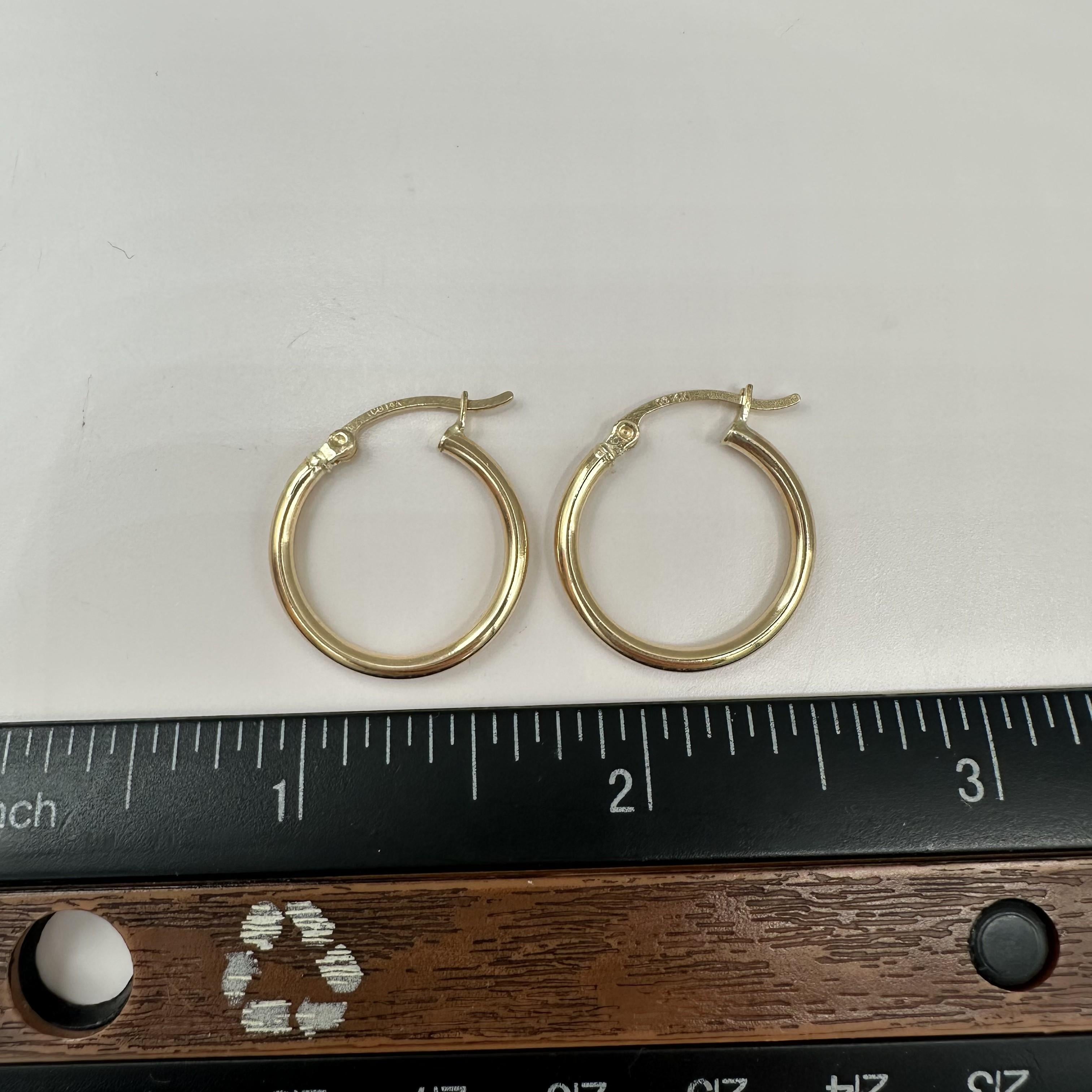 Tube Hoop Earrings 14kt Yellow Gold 19.9mm 2.1mm 1.5g Hollow New