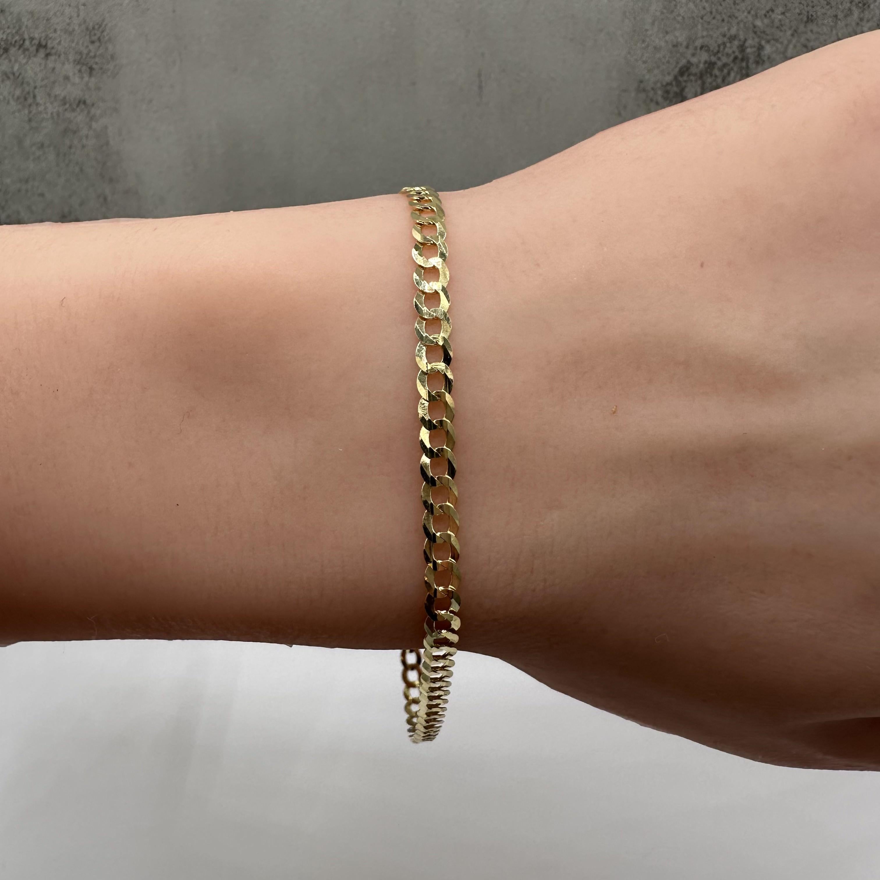 Curb Link Bracelet 14kt Yellow Gold 8in 3.7mm 3.25g Solid New