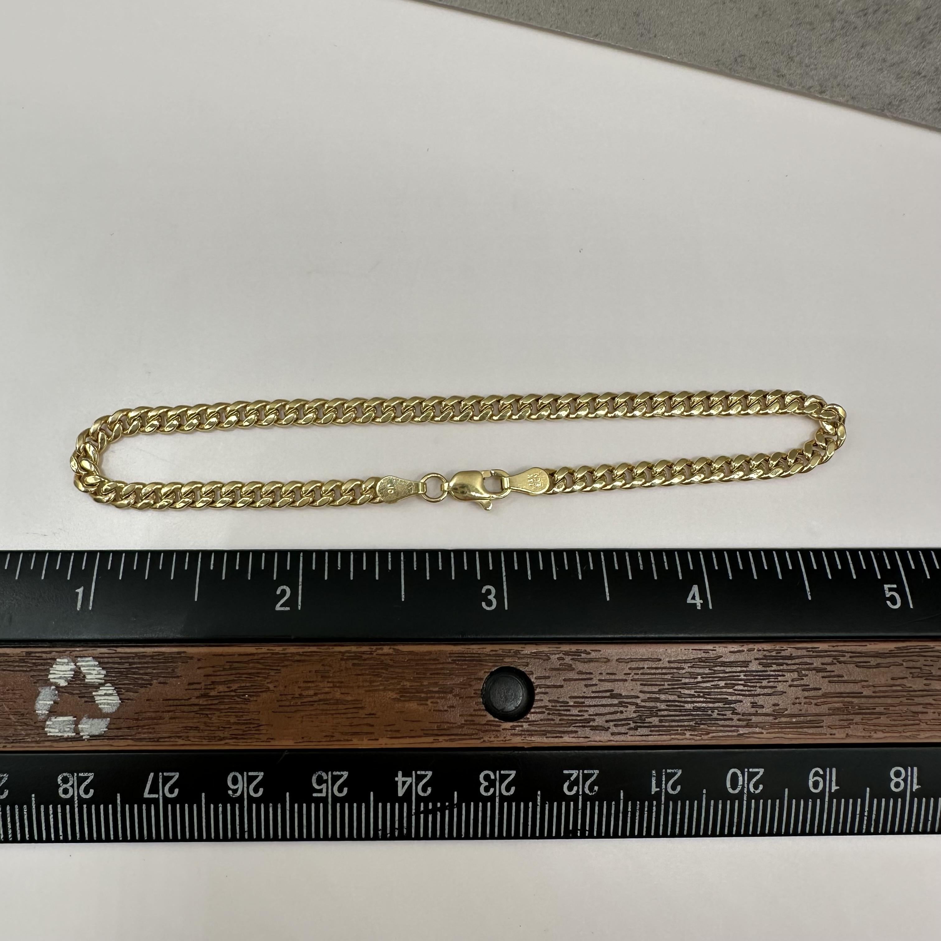 Cuban Bracelet 14kt Yellow Gold 8in 3.7mm 3.4g Hollow New