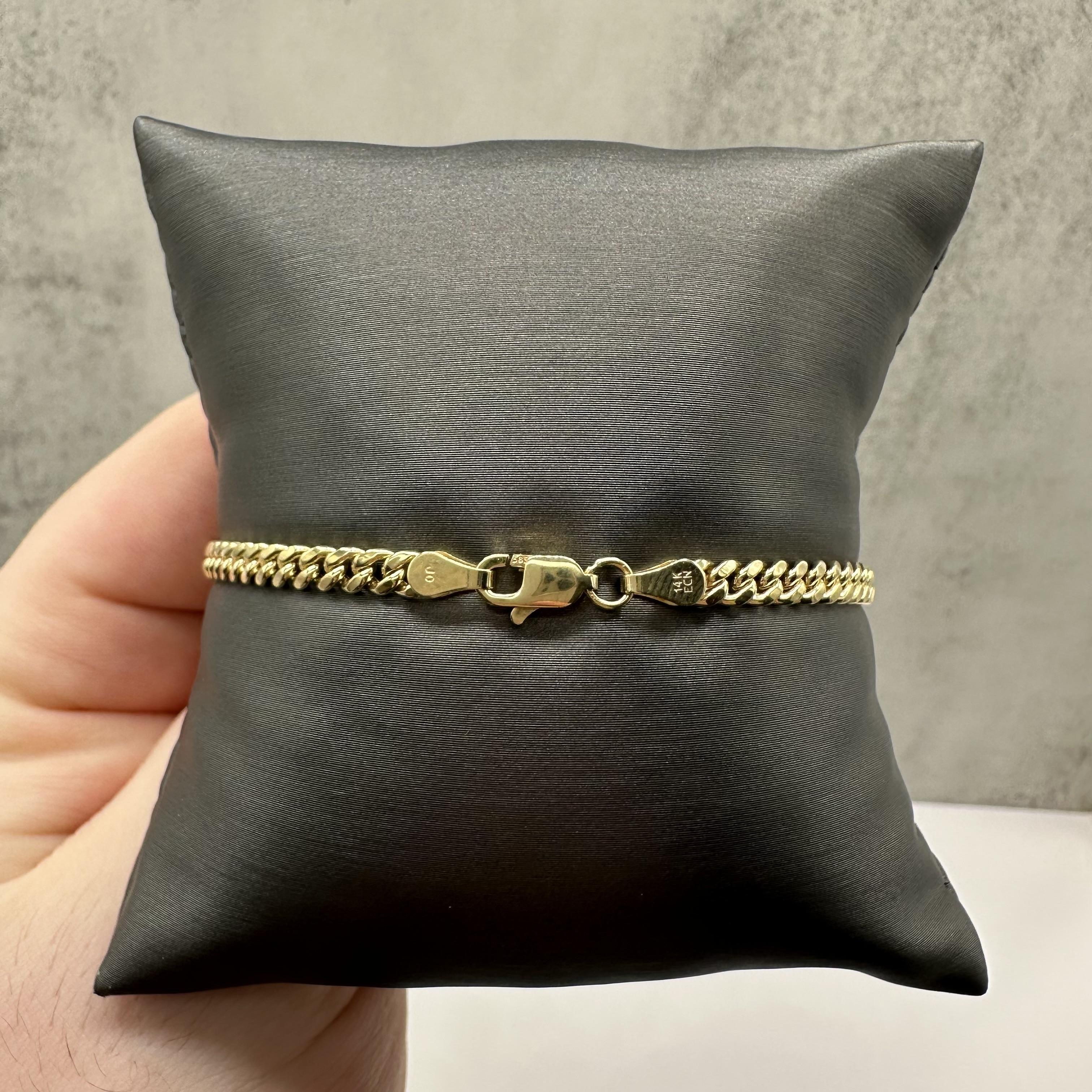 Cuban Bracelet 14kt Yellow Gold 8in 3.7mm 3.4g Hollow New