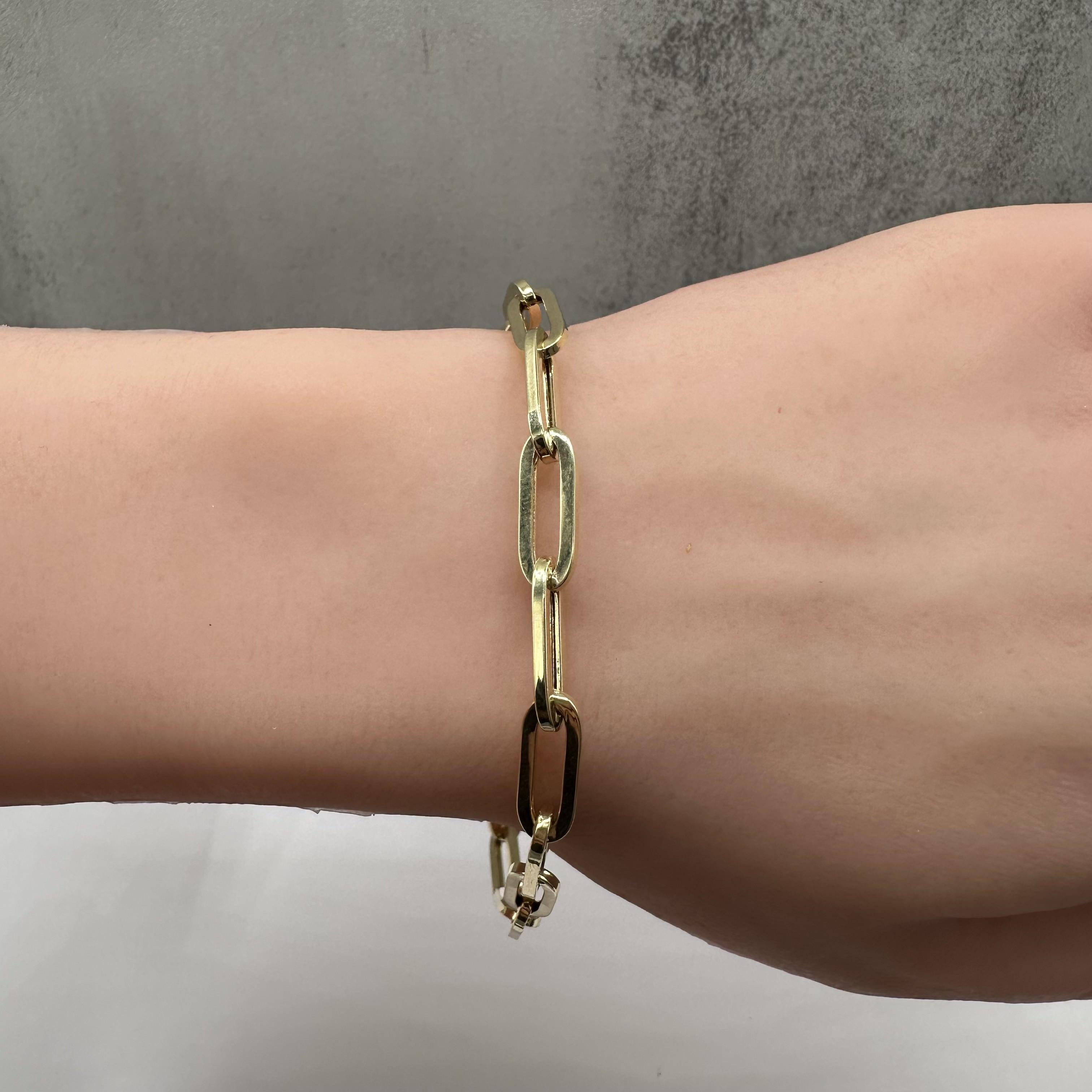 Paperclip Bracelet 14kt Yellow Gold 8.25in 5.6mm 6.6g New