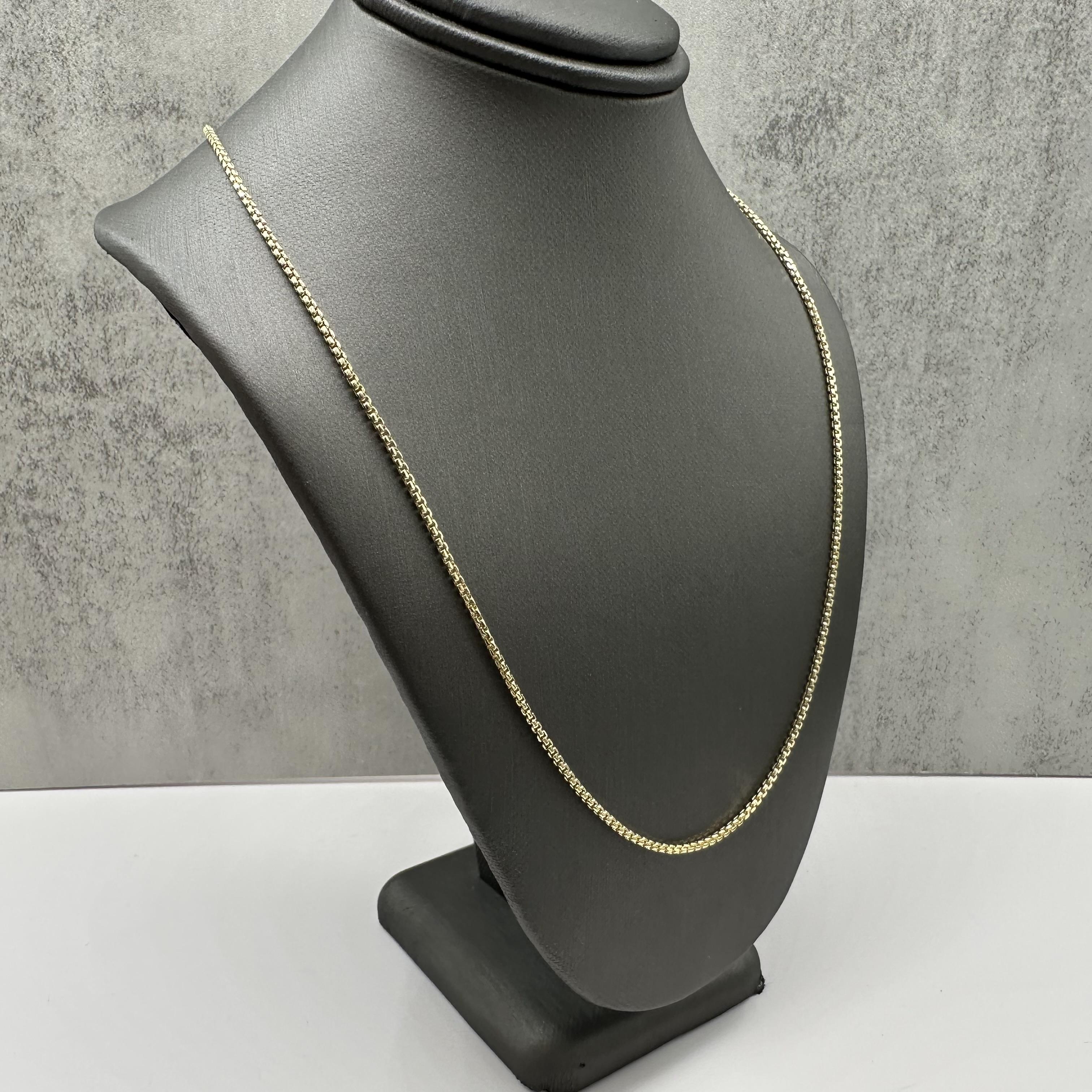 Rounded Box Chain Necklace 14kt Yellow Gold 18in 1.6mm Hollow New